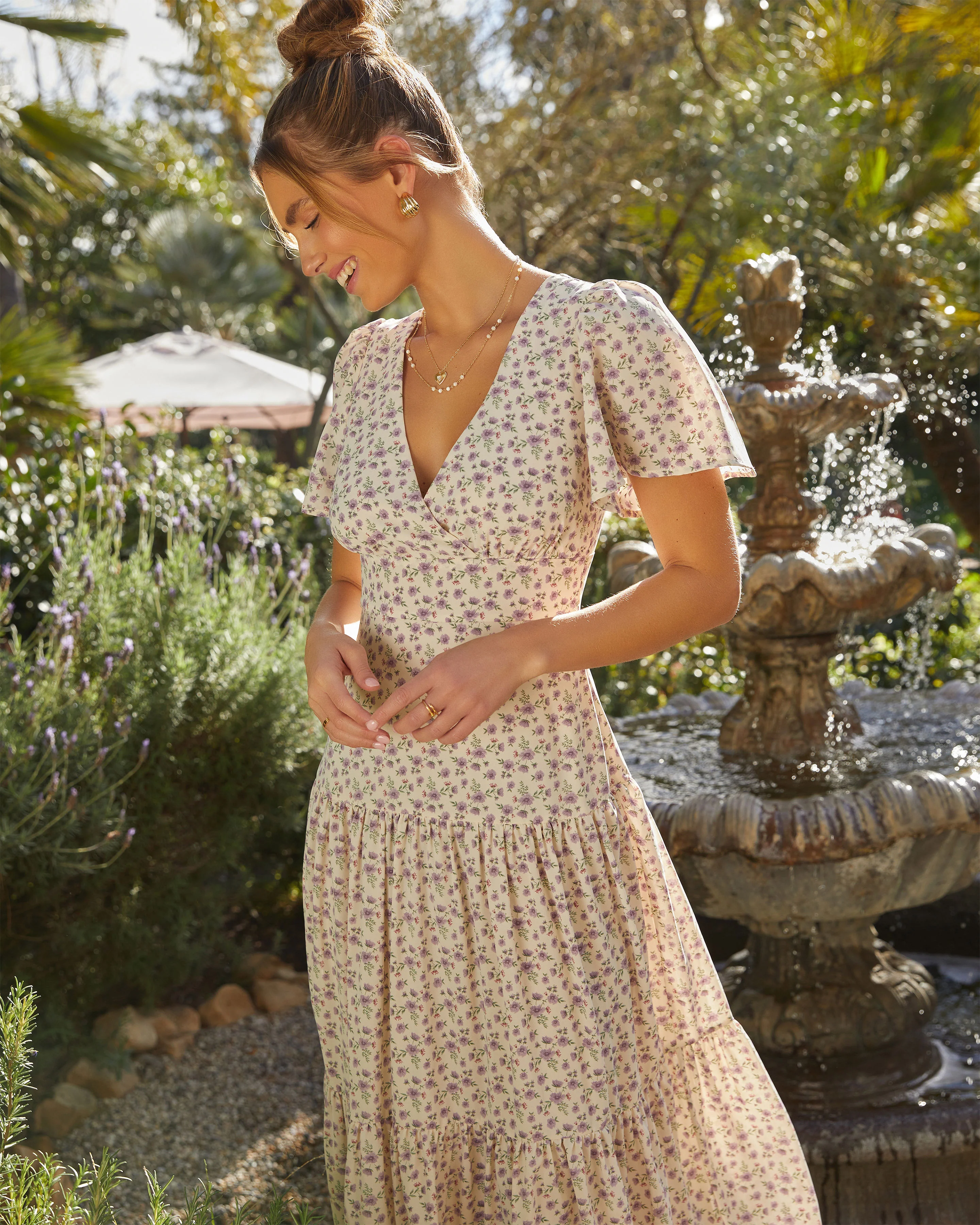 Ashlyn V-Neck Tiered Maxi Dress