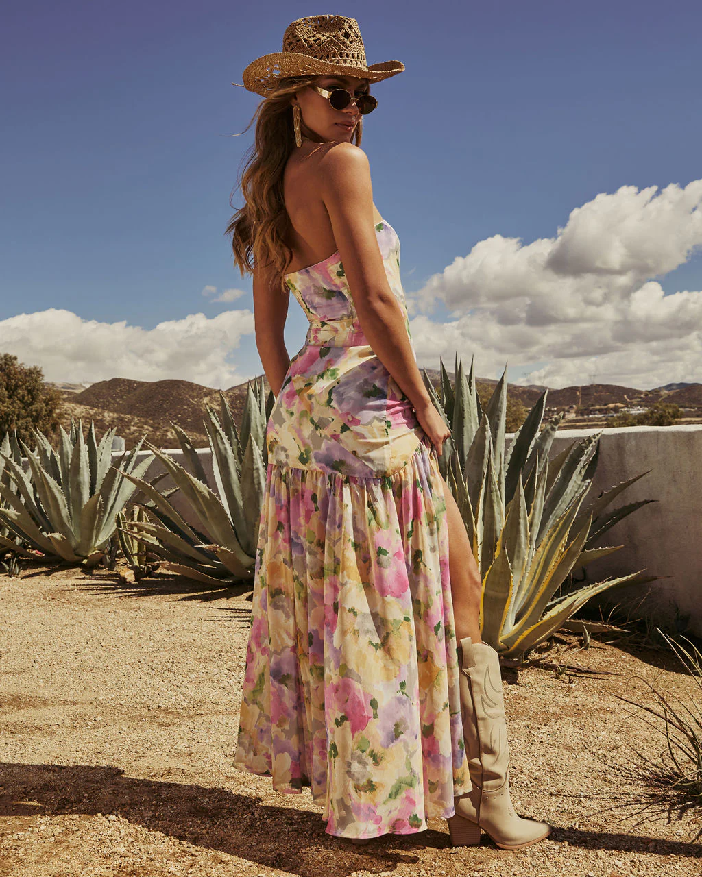 Estella Floral Strapless Maxi Dress