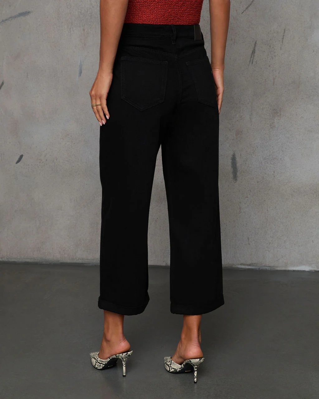 In Full Stretch High Rise Wide Leg Cropped Jeans