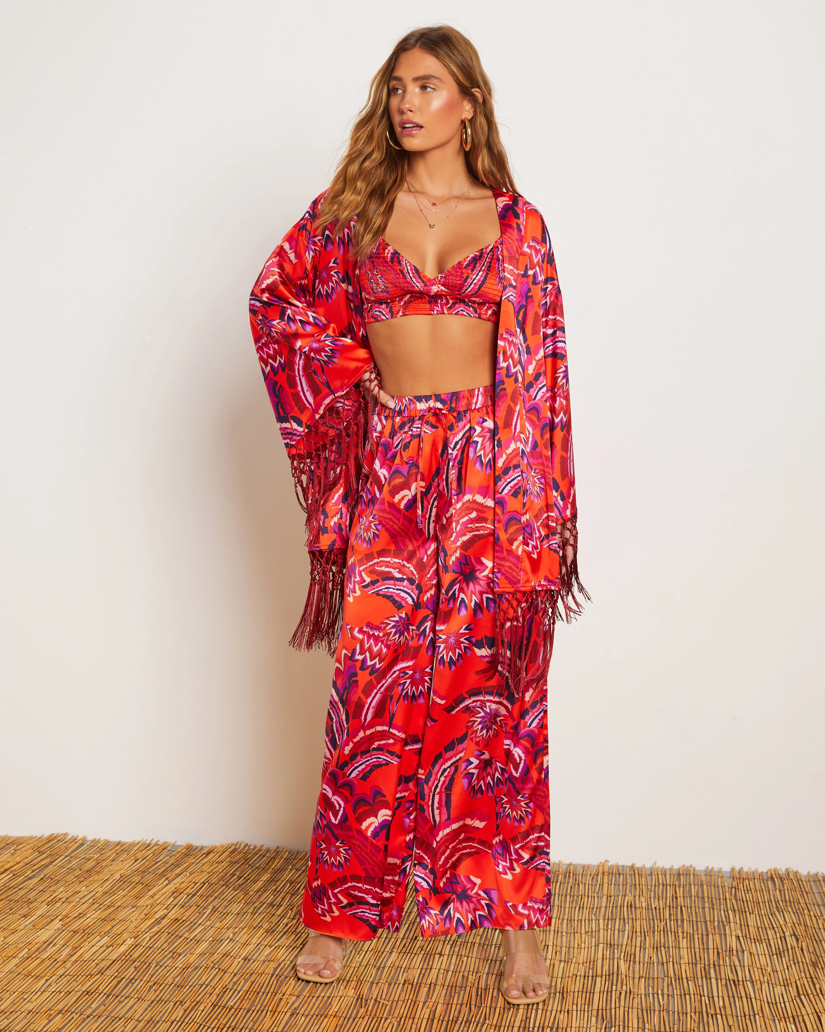 Azra Tropical Smocked Crop Top