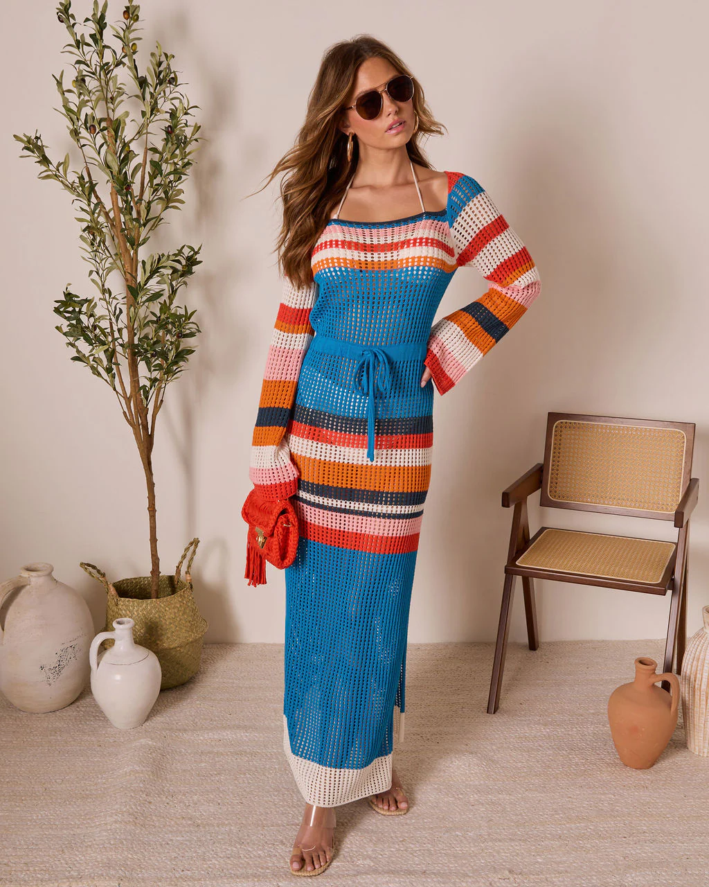 By The Sea Crochet Maxi Cover Up Dress