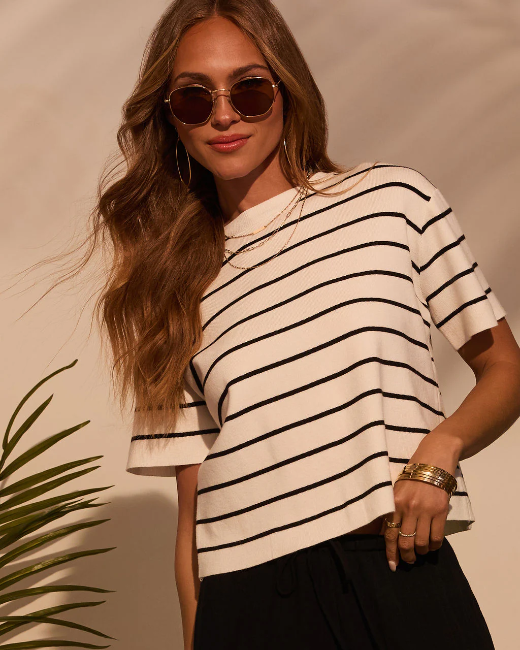 Bernie Striped Crew Neck Top