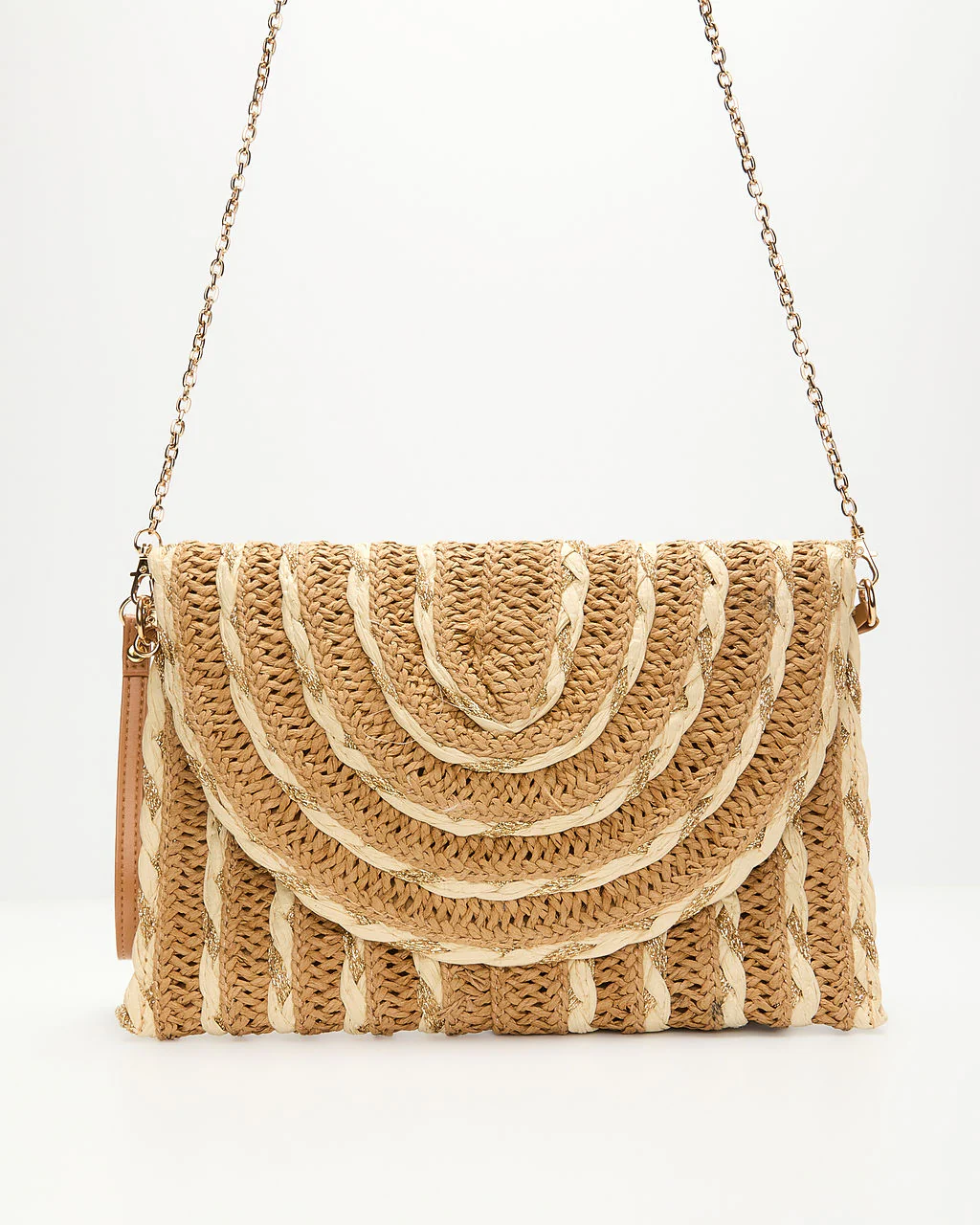 Ameria Woven Textured Straw Clutch