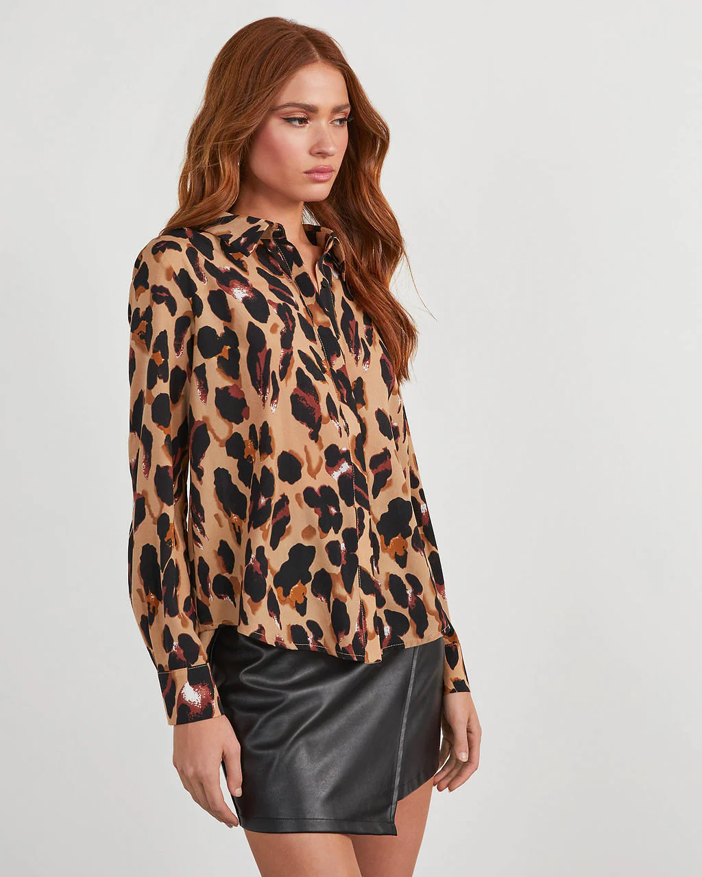 Ball Of Joy Button Down Leopard Blouse