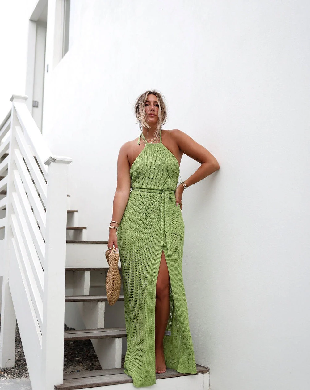 By The Sea Crochet Wrap Maxi Dress