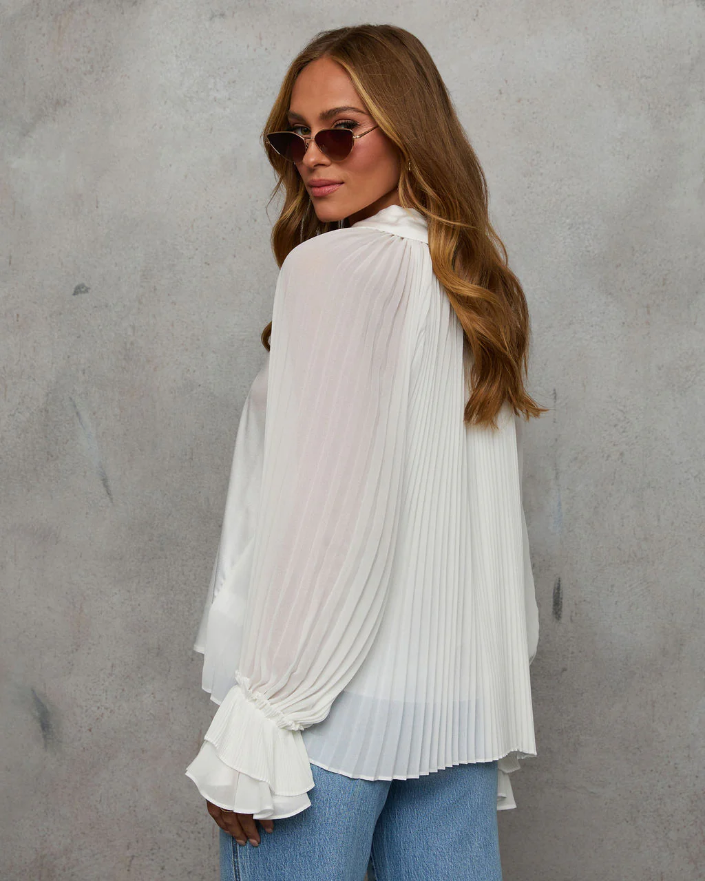 Iyla Pleated Blouson Sleeve Top