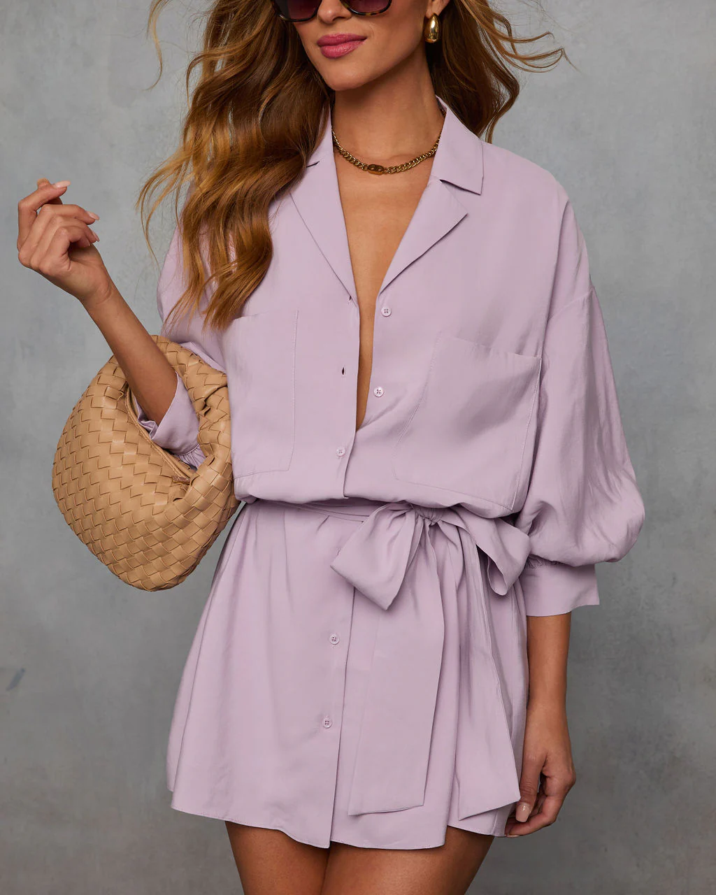 Brenna Blouson Sleeve Shirt Dress