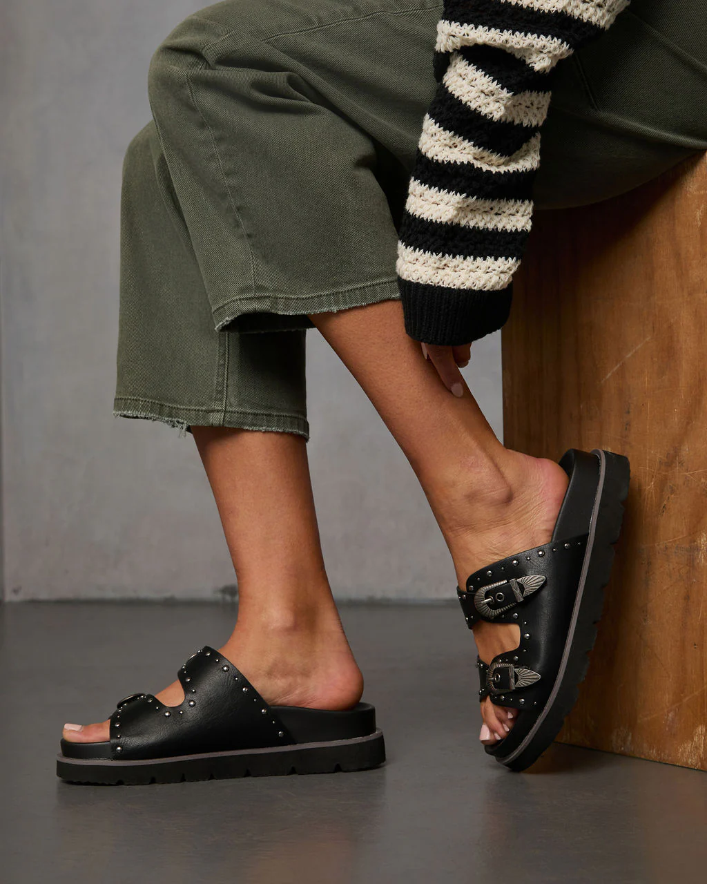 Hadyn Western Studded Buckle Sandal