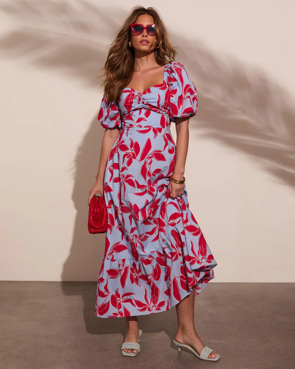 Elisson Floral Puff Sleeve Maxi Dress