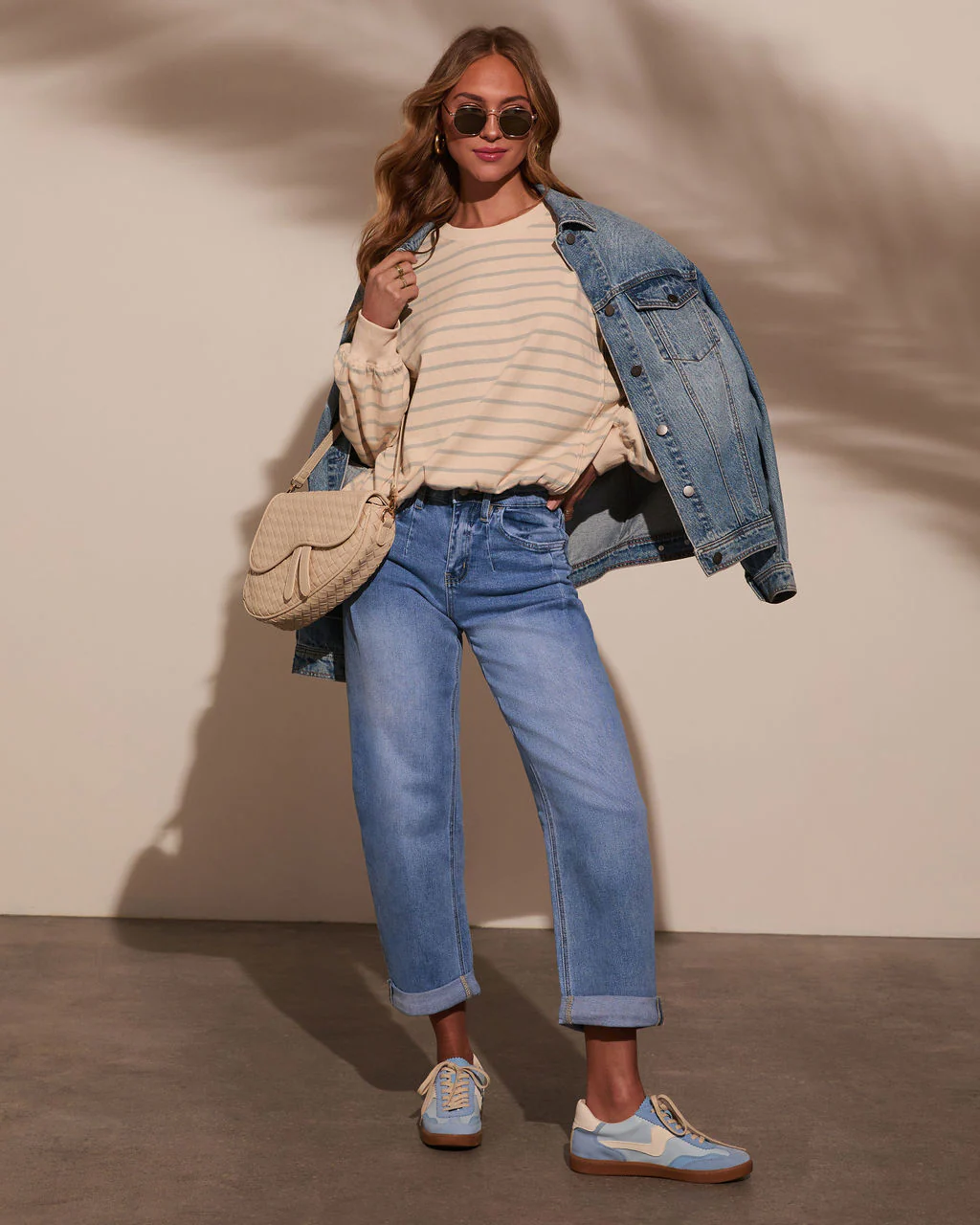 Classic Feel Striped Oversized Sweatshirt