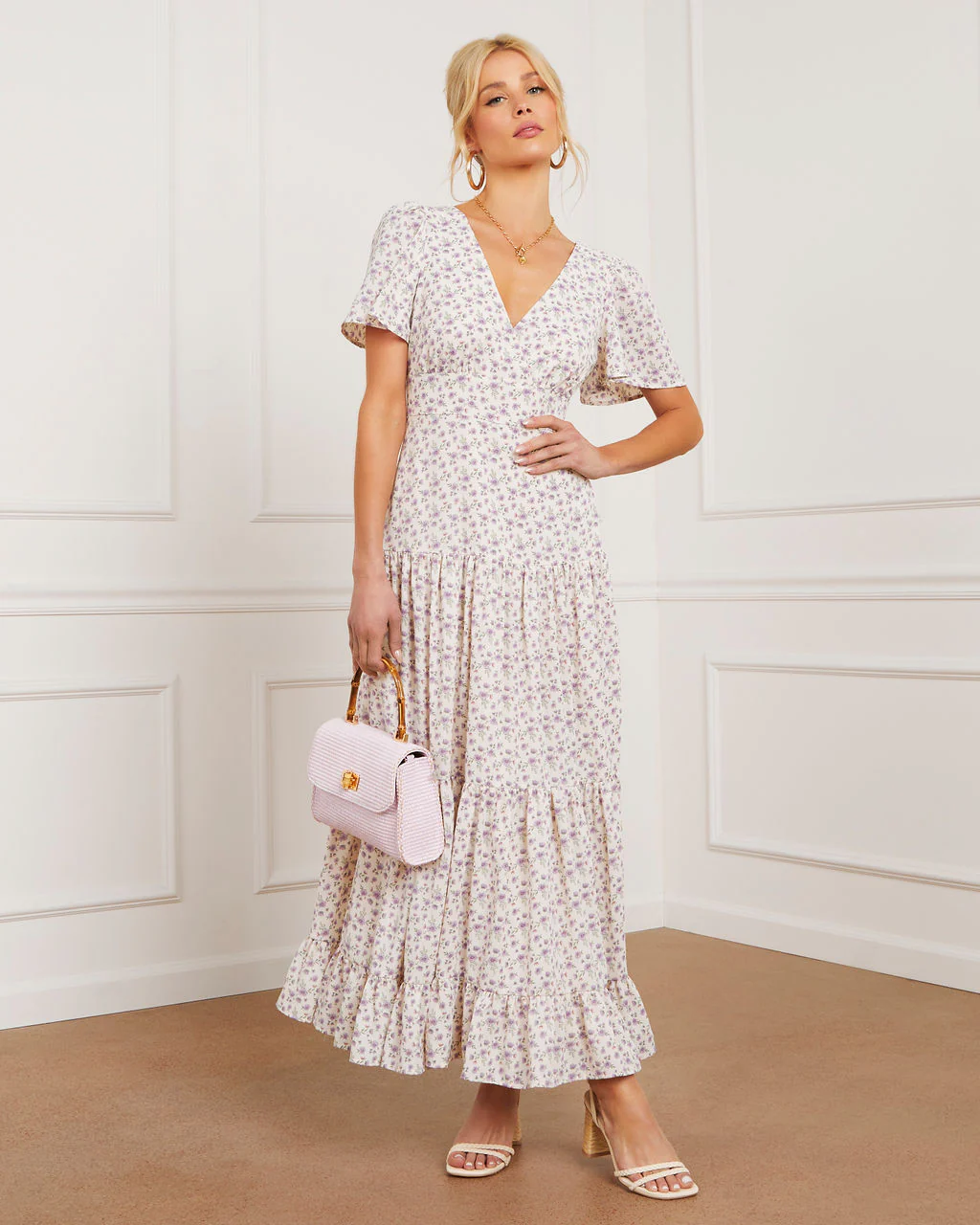 Ashlyn V-Neck Tiered Maxi Dress