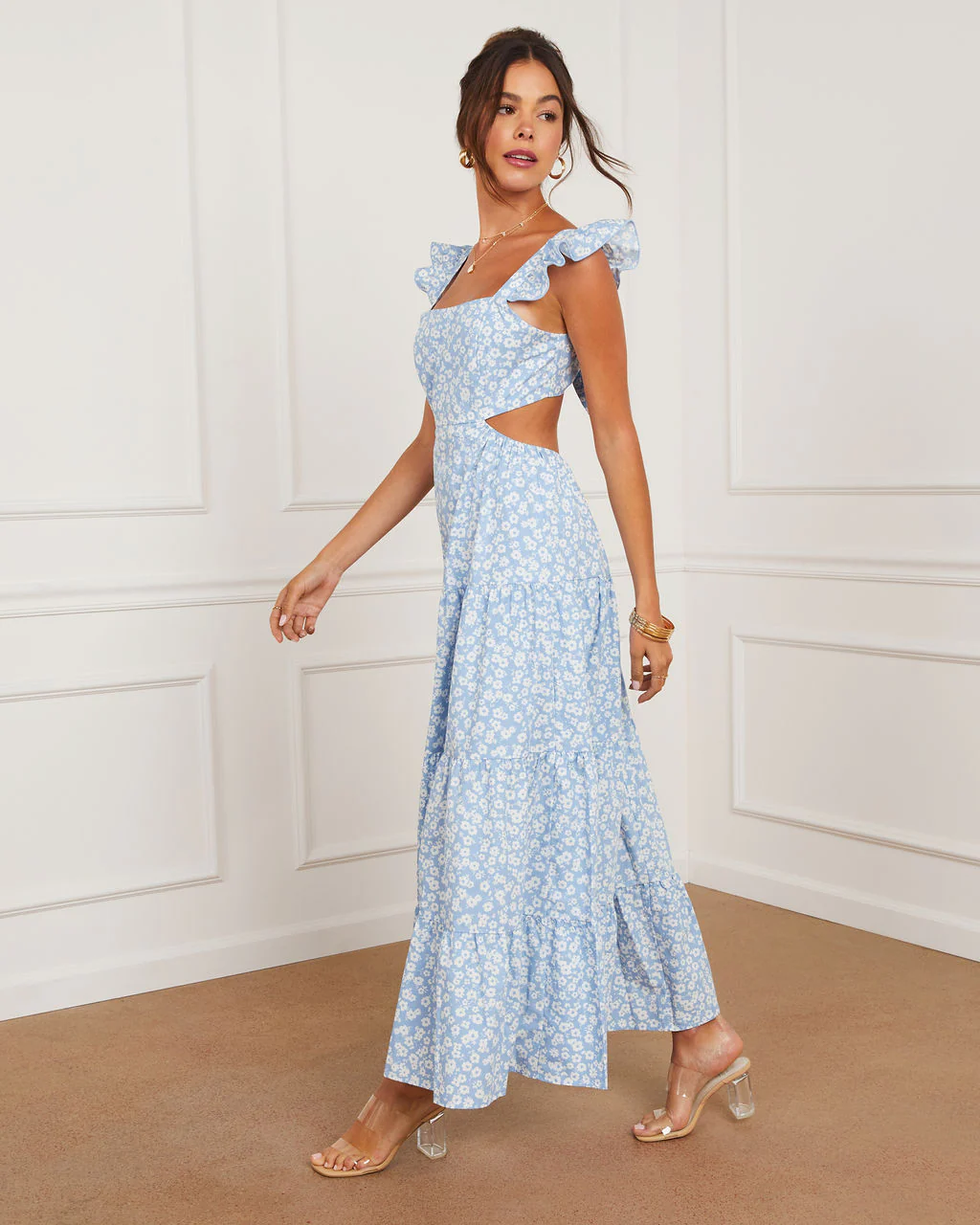Cordelia Tiered Cut Out Back Floral Maxi Dress