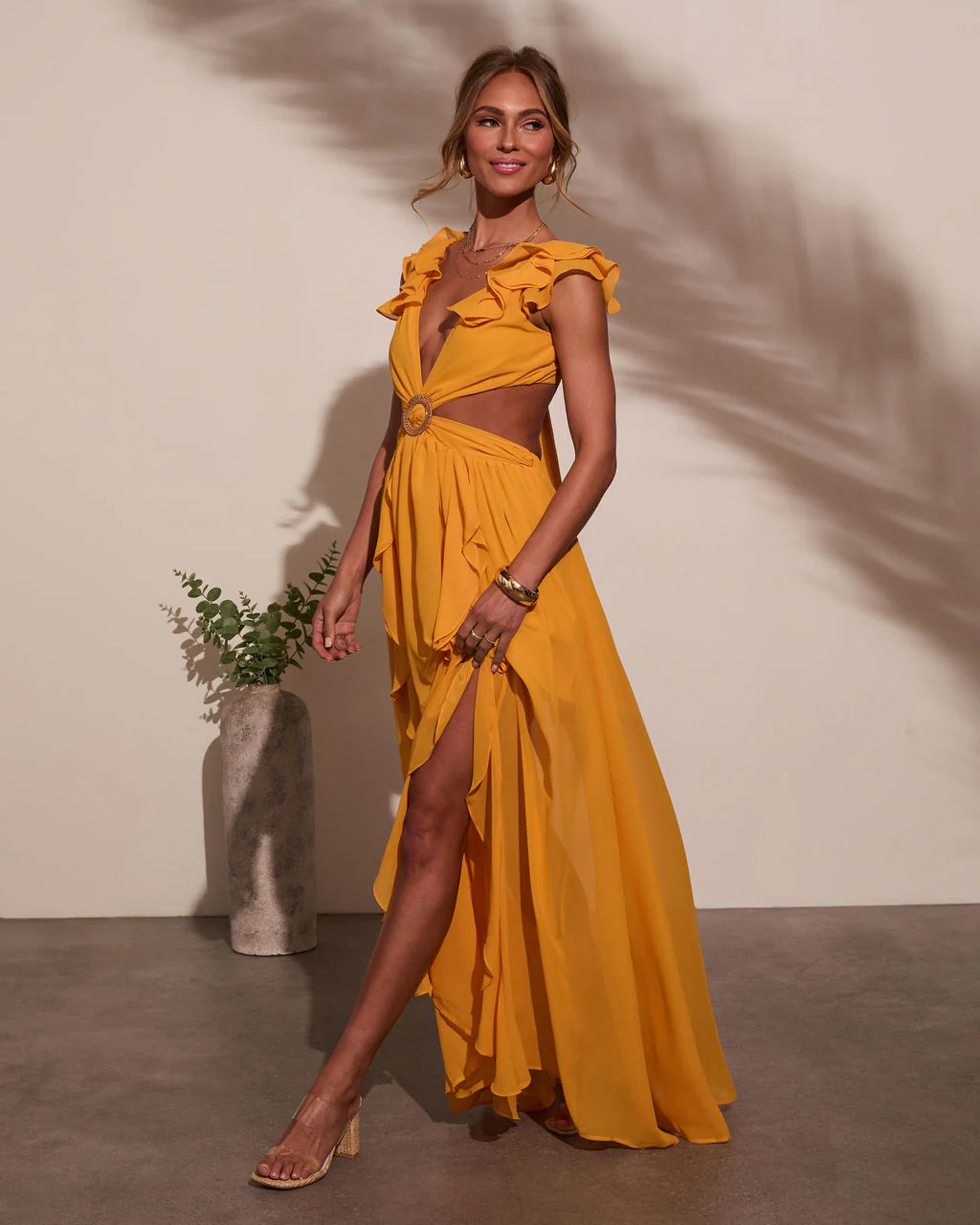 Carlita Ruffle Cutout Maxi Dress
