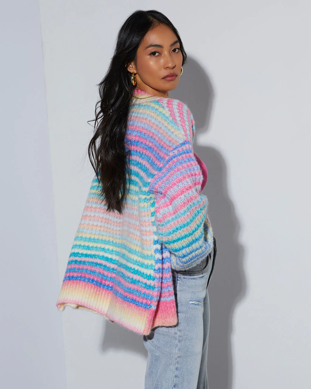 Gayle Knit Stripe Open Front Cardigan
