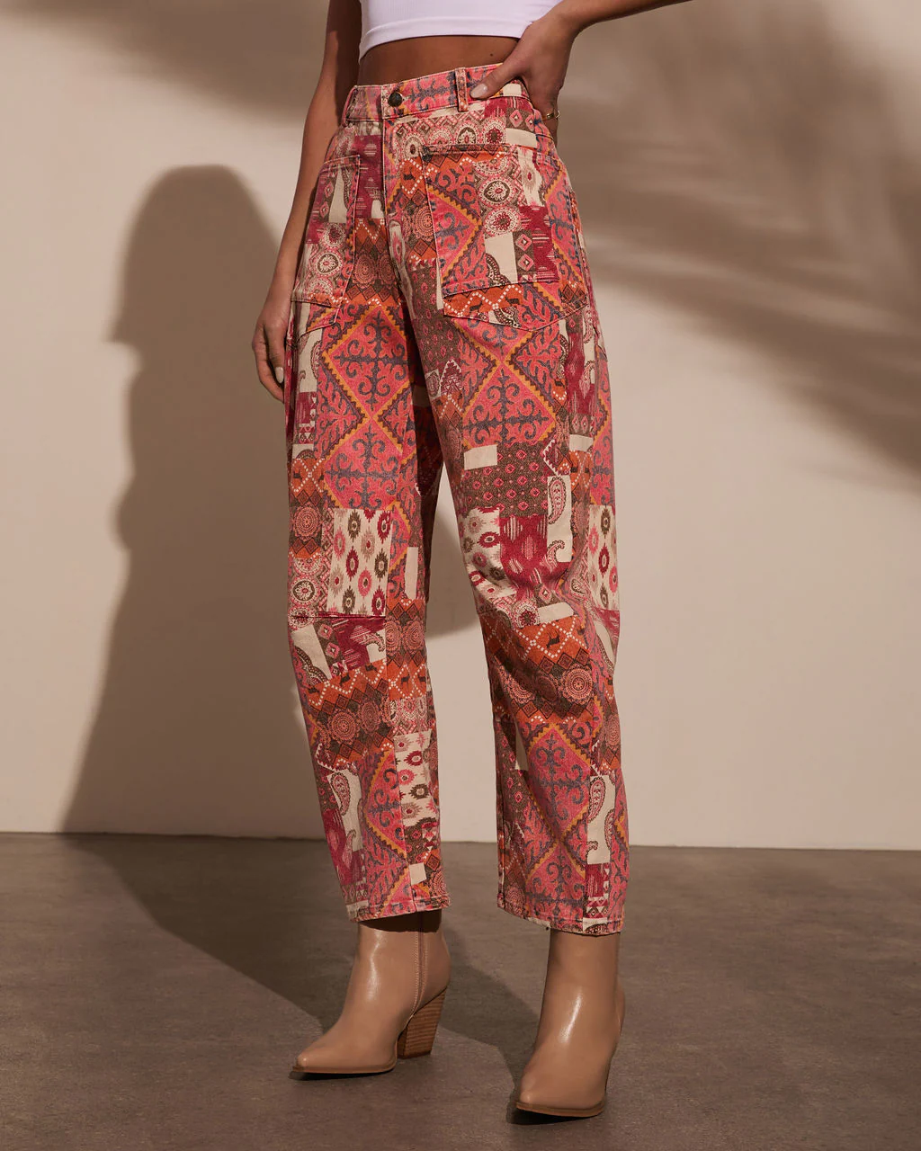 Charlotte Paisley Barrel Jeans