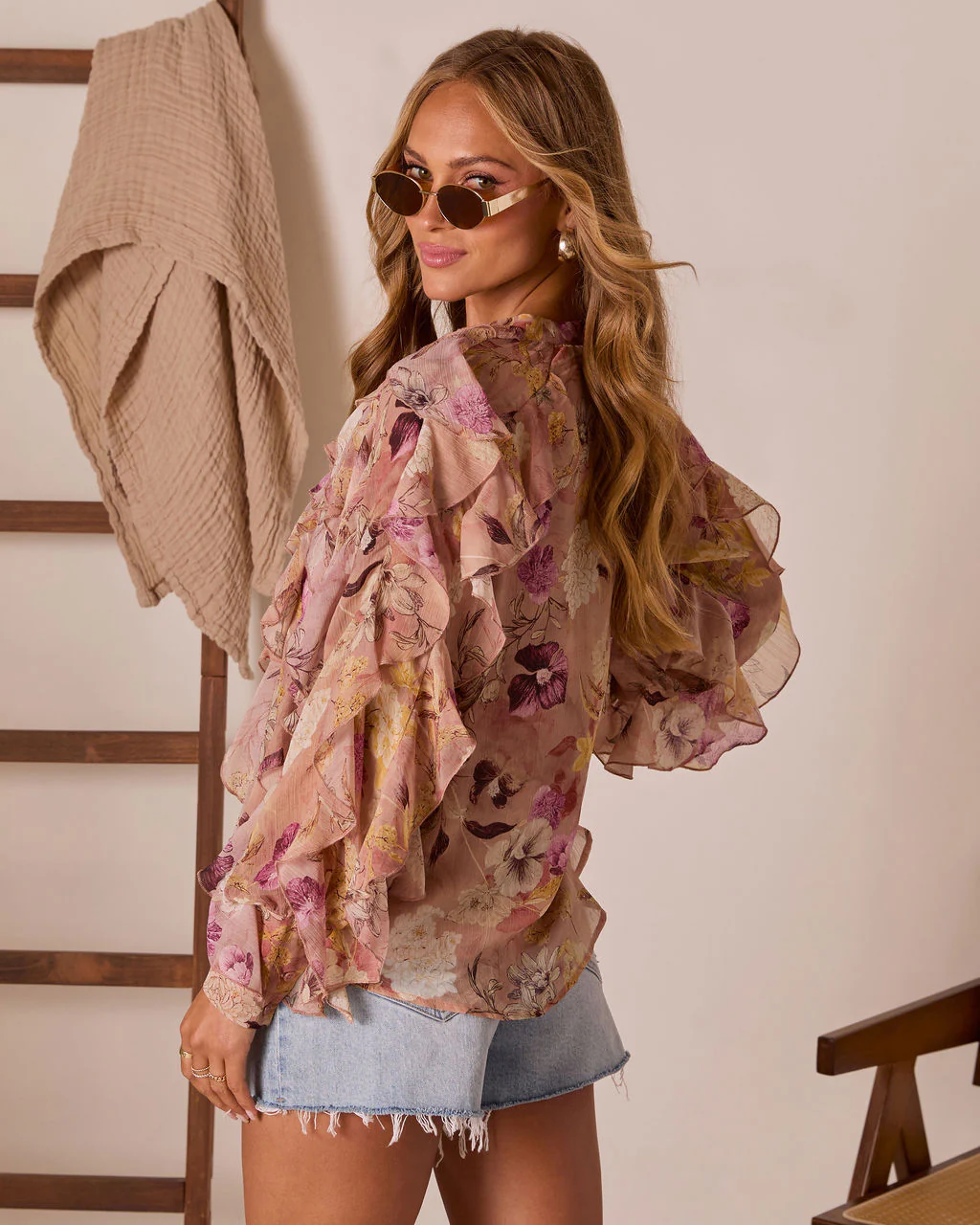 Anastelle Ruffle Chiffon Top
