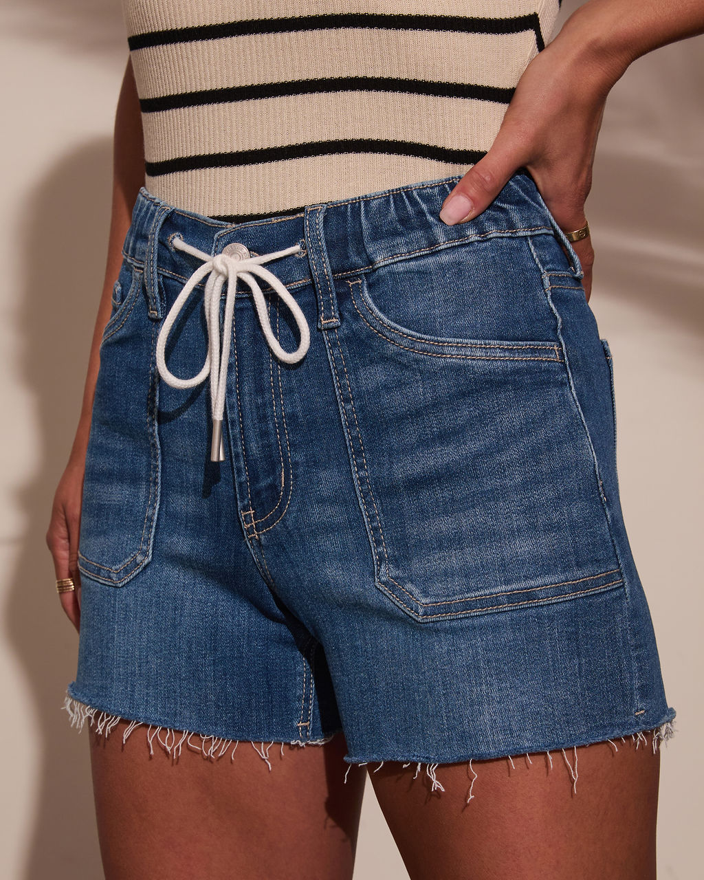 Carmela Drawstring Denim Shorts