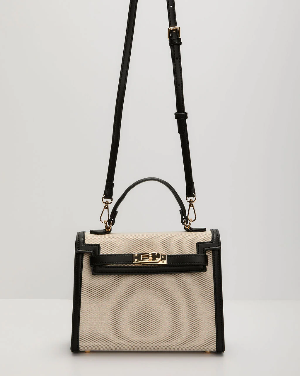 Izabella Contrast Trim Canvas Top Handle Bag