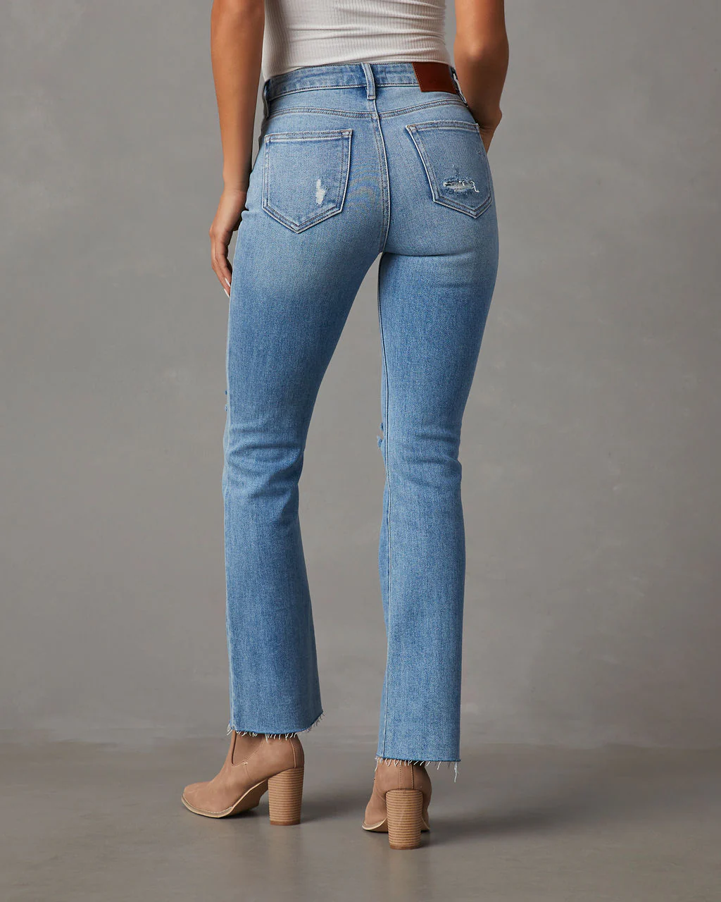 Auggie Super Stretch High Rise Distressed Flare Jeans