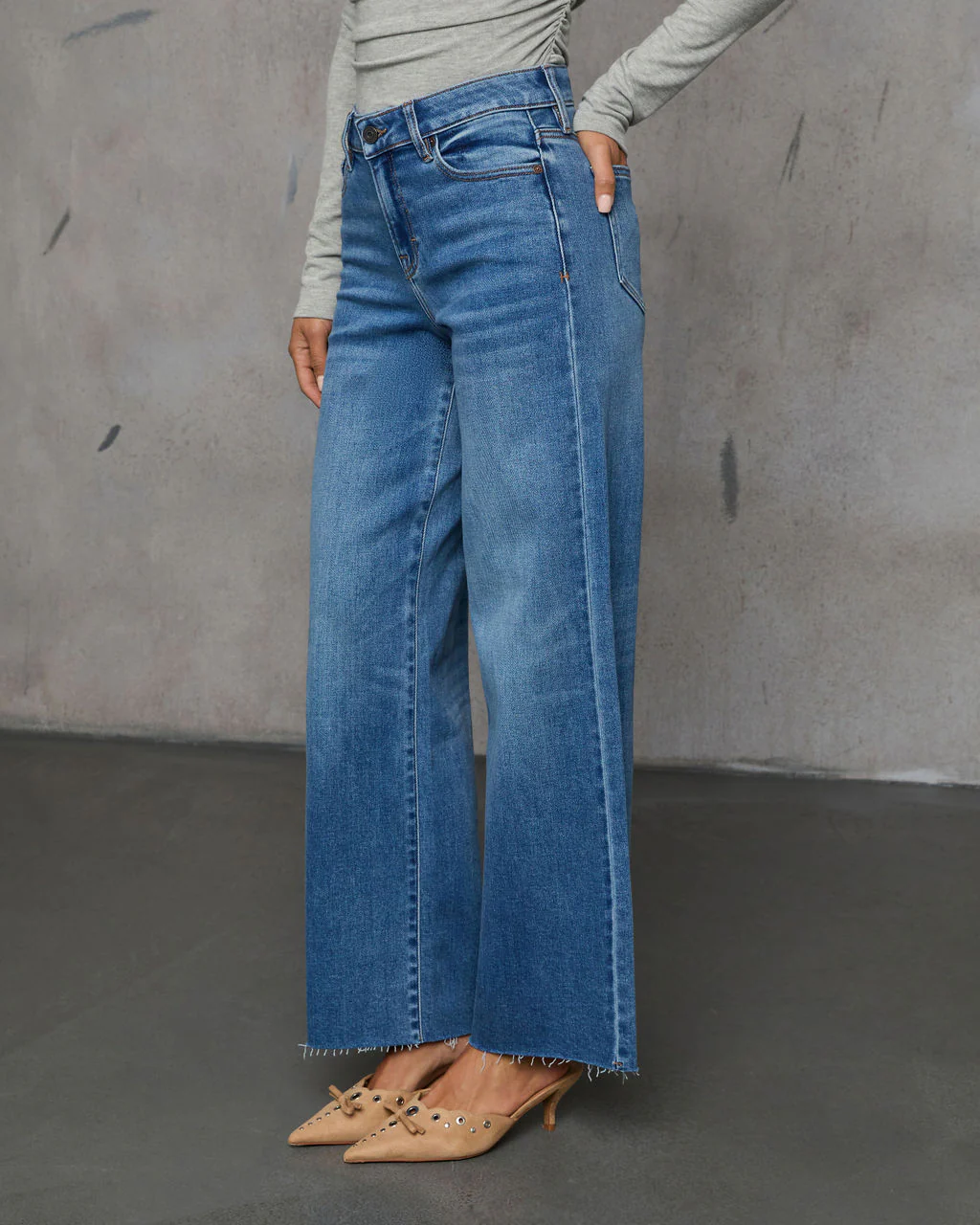Connie Super Stretch High Rise Frayed Hem Jeans