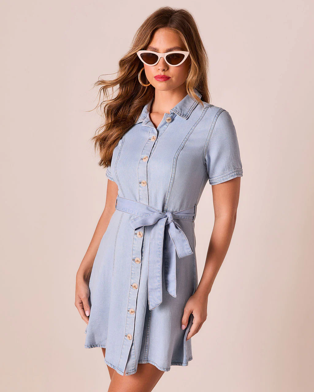 Canyon County Waist Tie Mini Shirt Dress