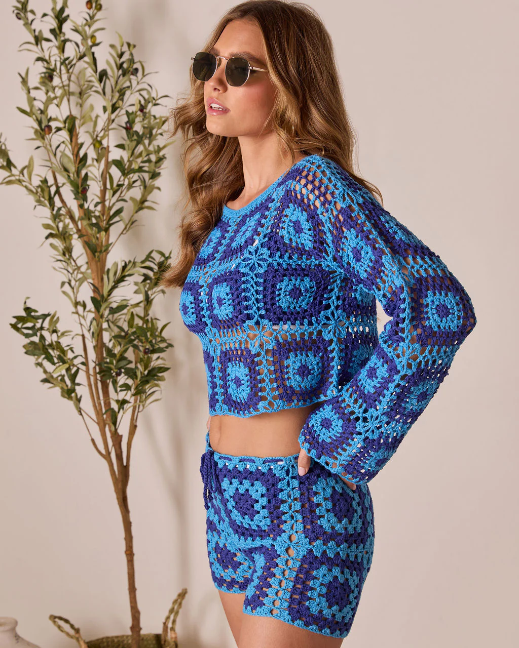 Clio Geometric Crochet Cover Up Top
