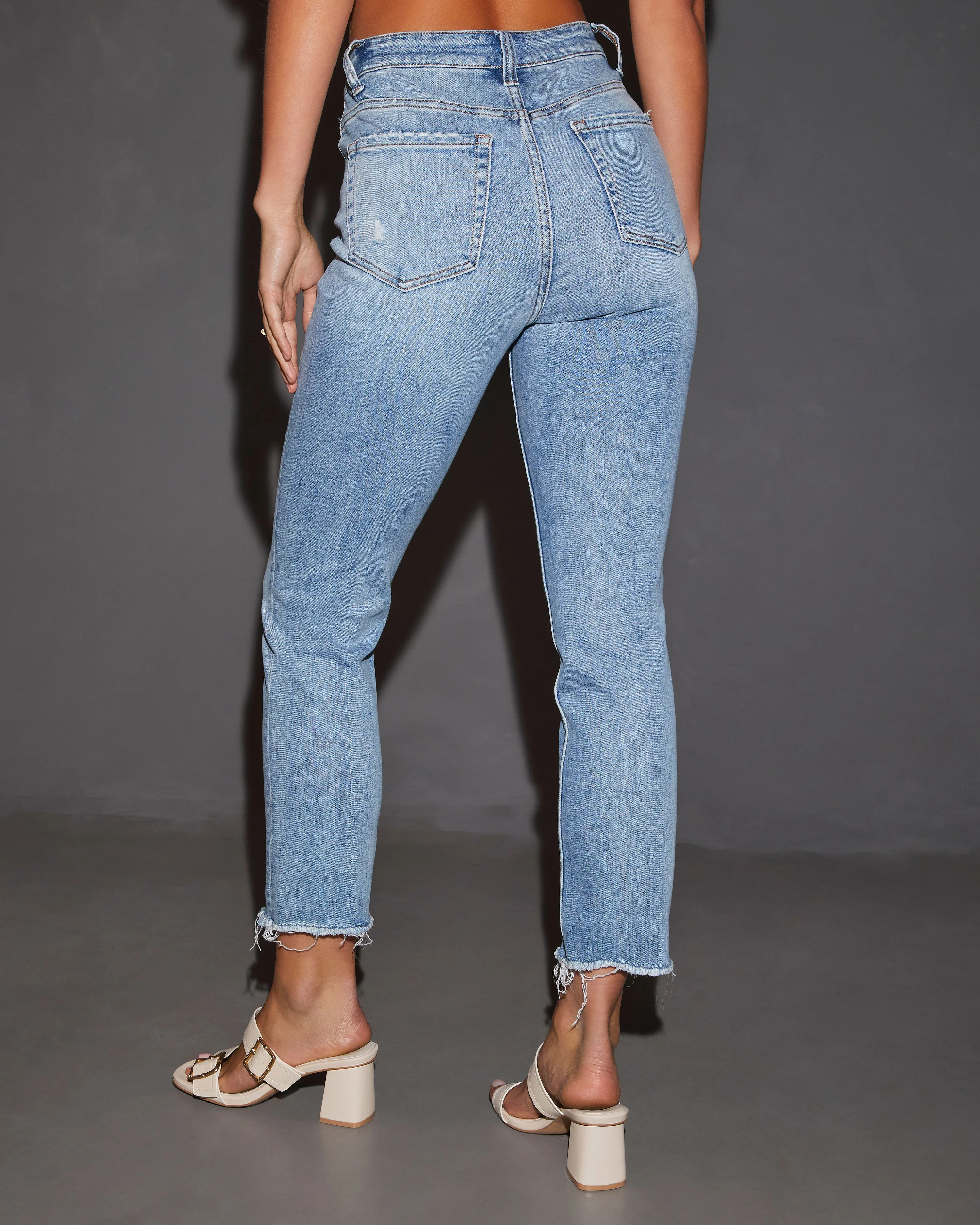 Elize High Rise Frayed Ankle Denim