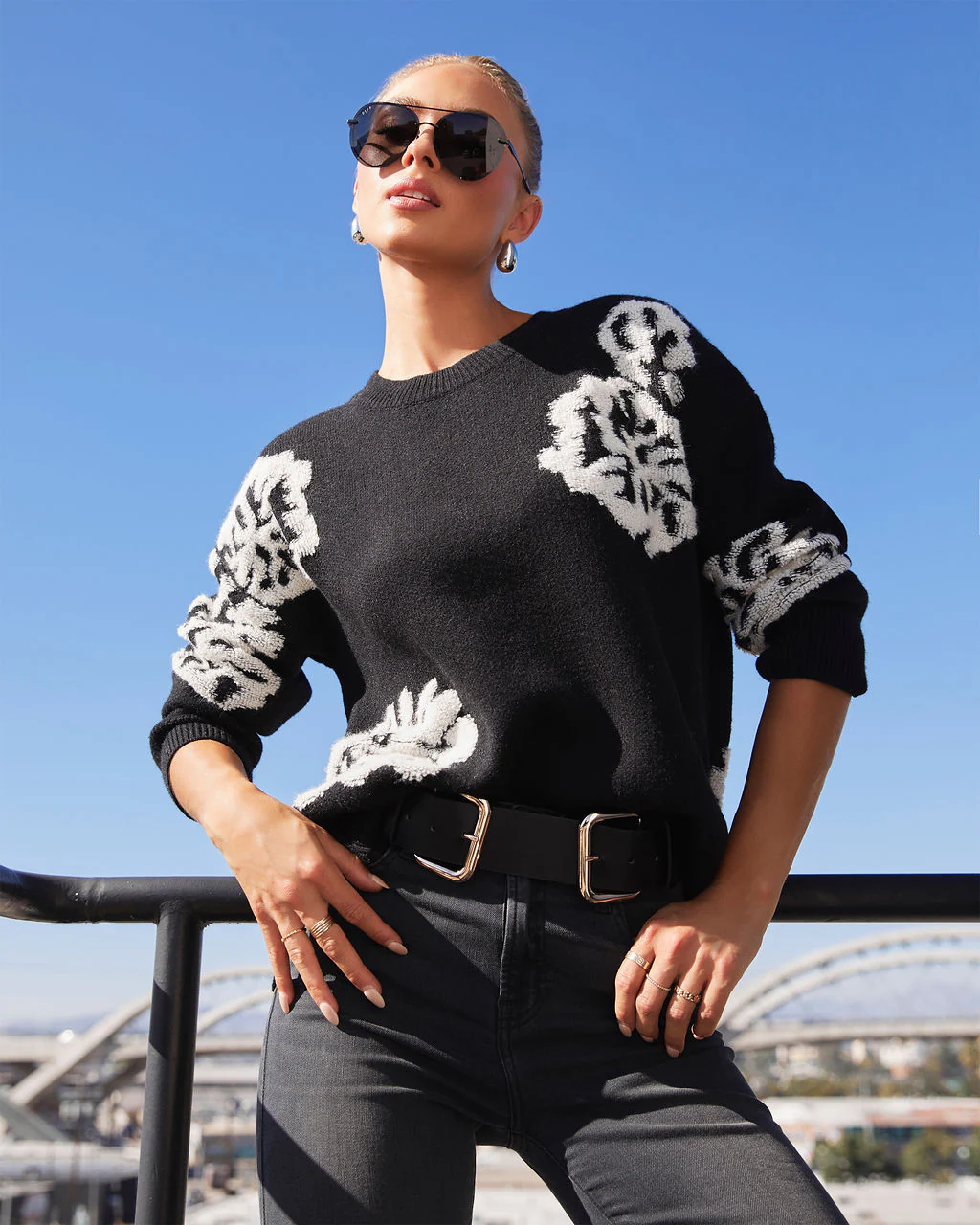 Copeland Floral Contrast Pullover Sweater