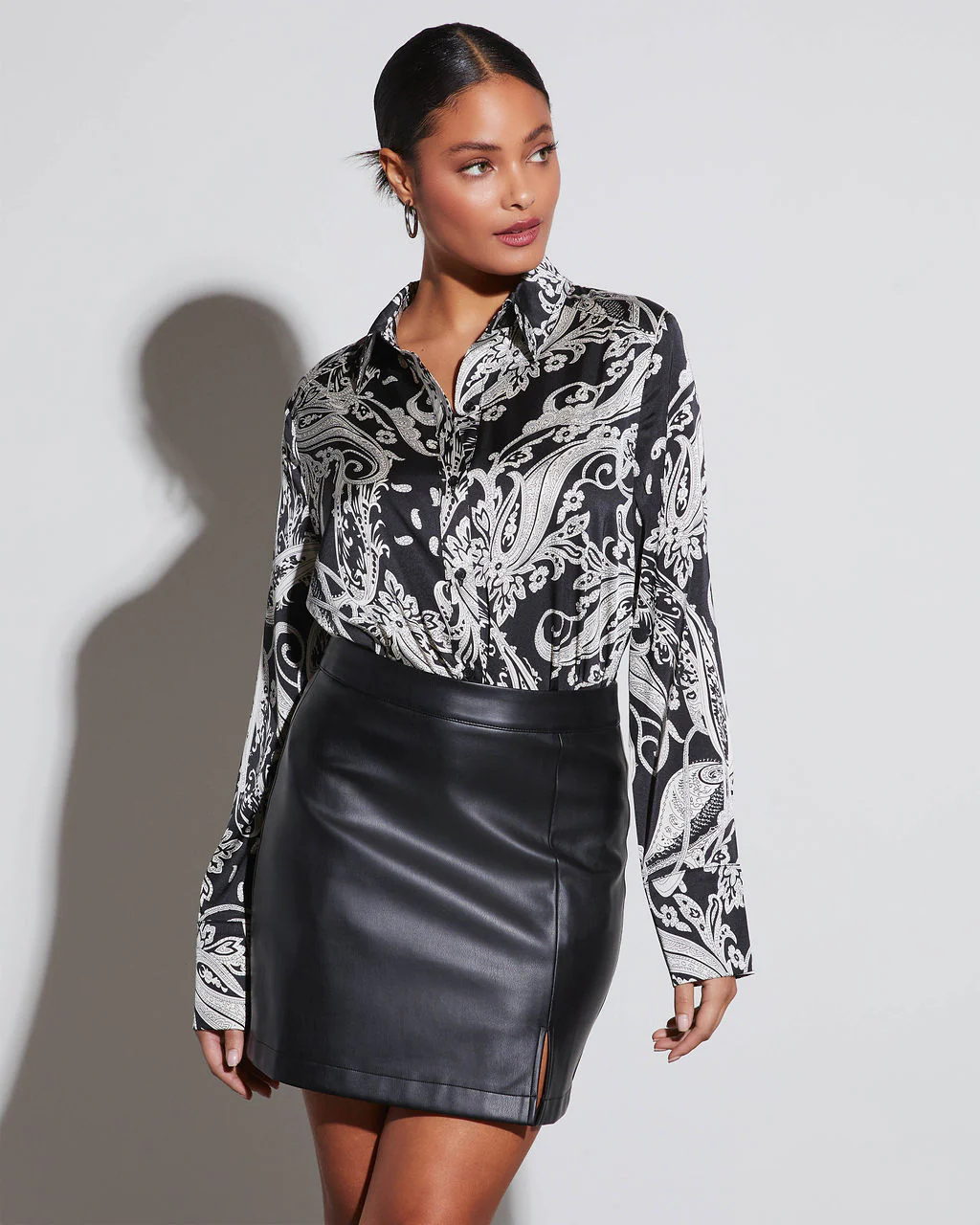 Cairo Printed Button Down Blouse