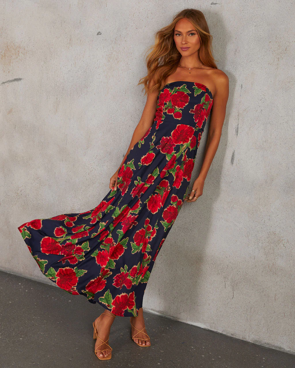 Getaway Garden Strapless Floral Print Maxi Dress