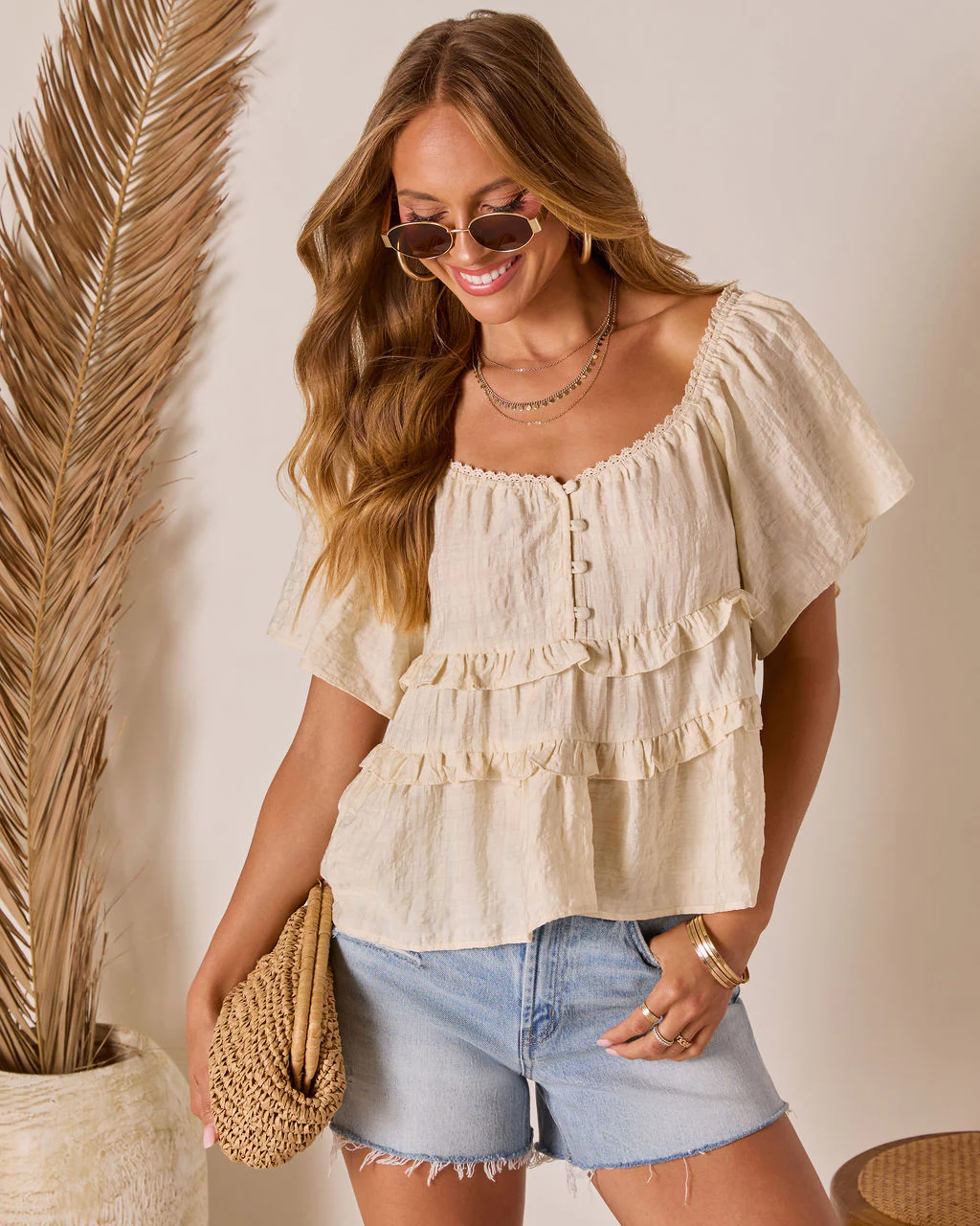 Drinah Ruffle Peasant Blouse