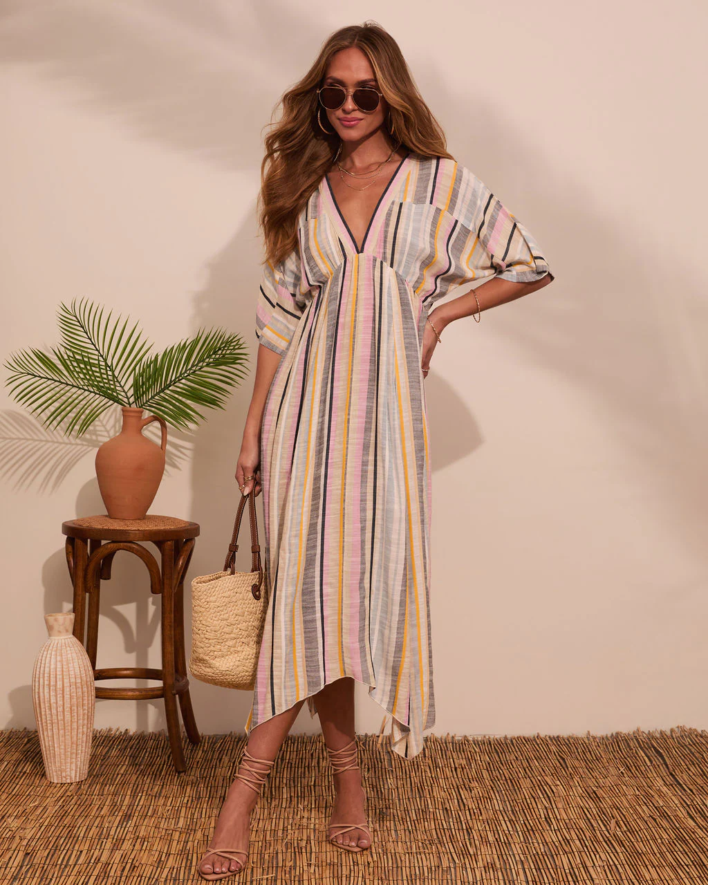 At Beachside Flowy Linen Midi Dress