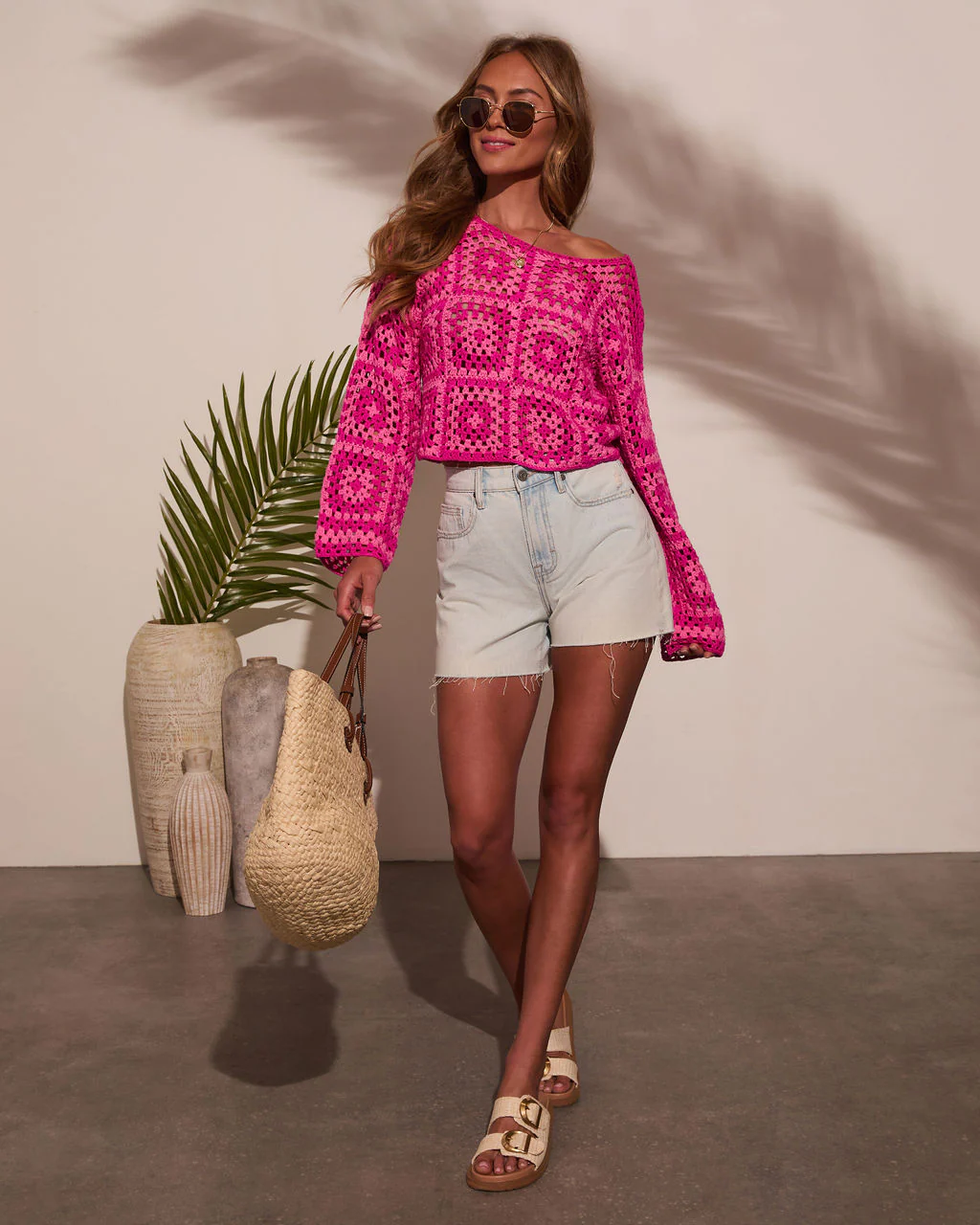 Elisa Knit Crochet Long Sleeve Top