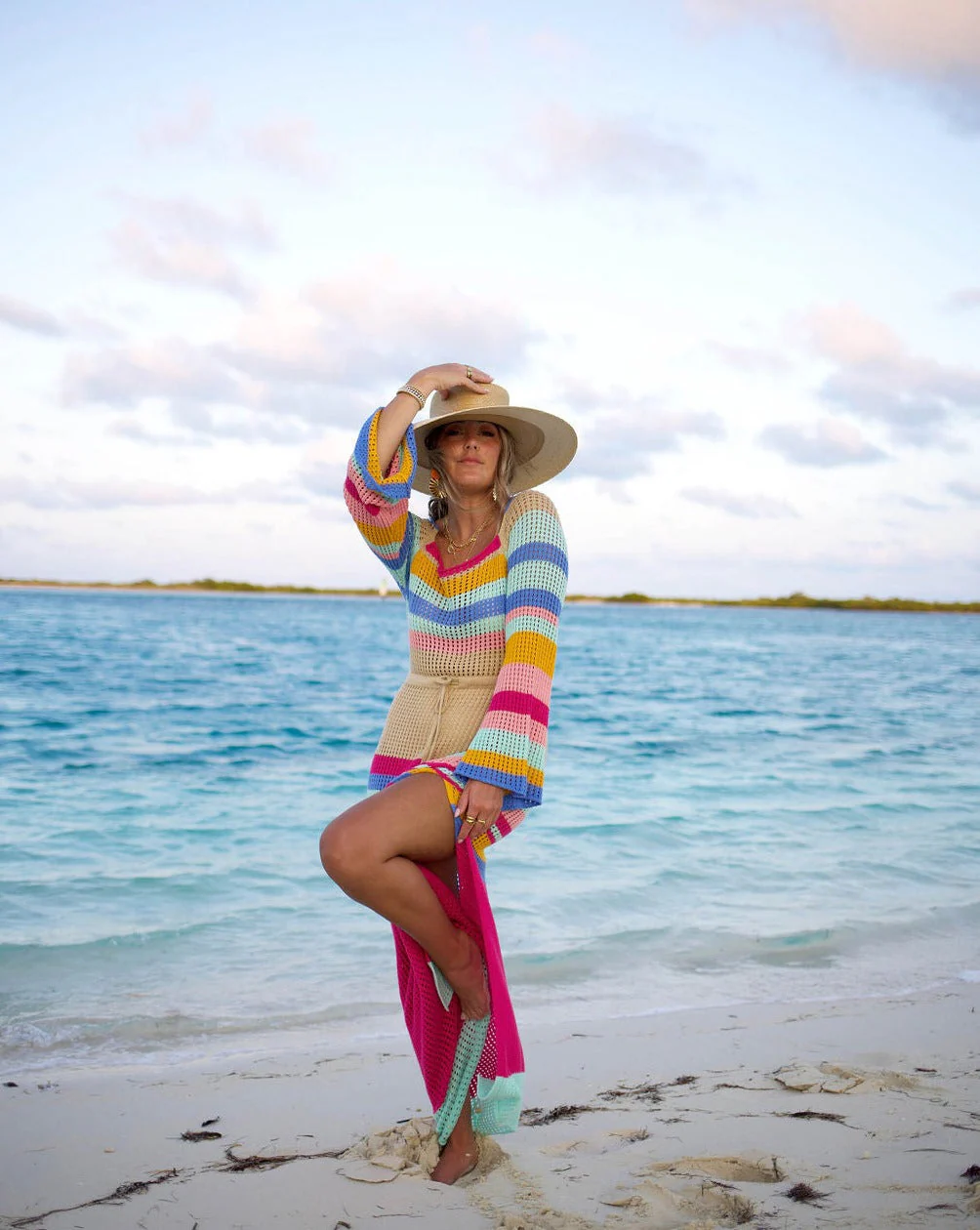 By The Sea Crochet Maxi Cover Up Dress
