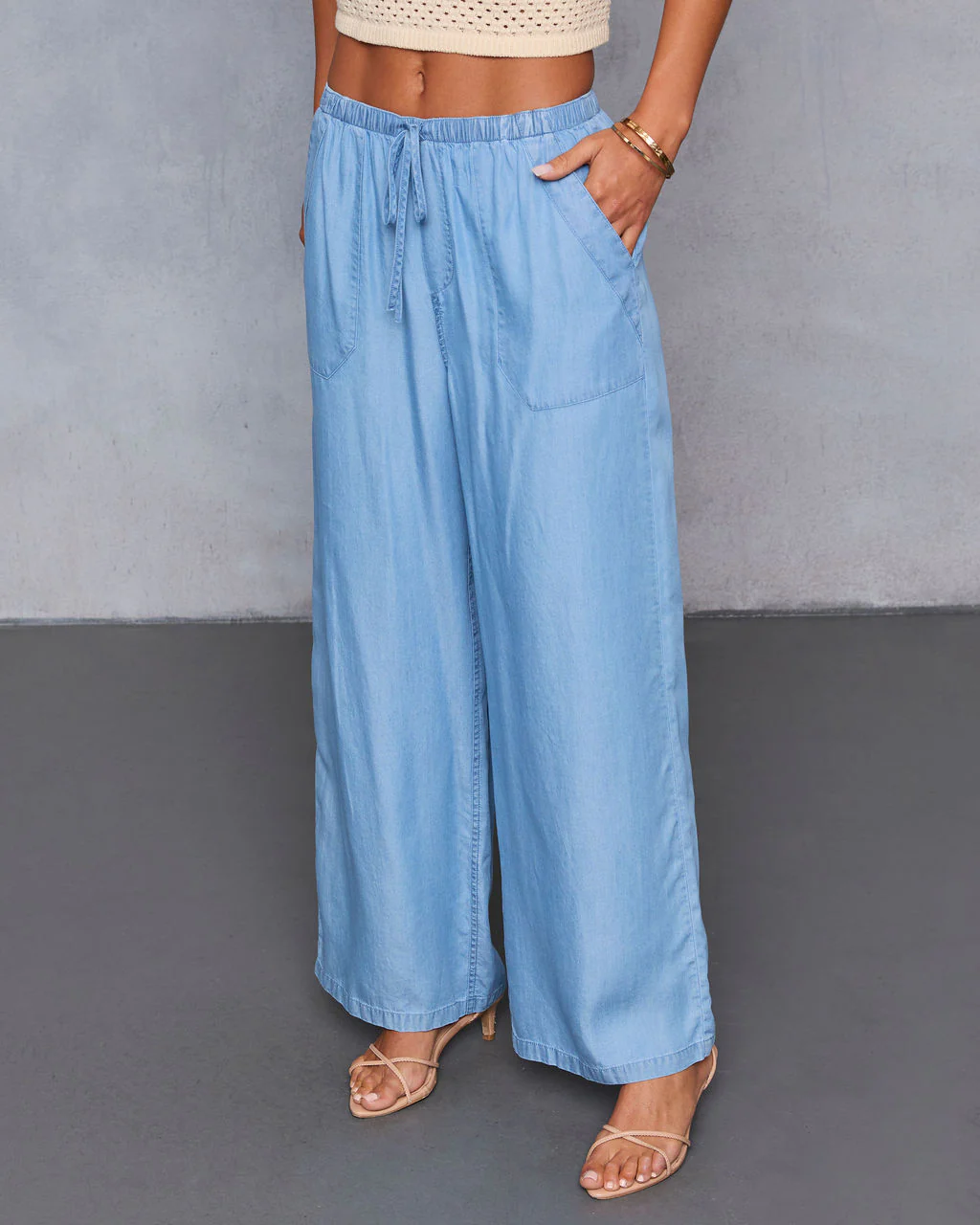 Bennita Waist Tie Chambray Pants
