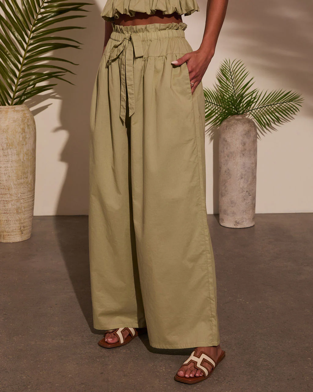 Fern Waist Tie Wide Leg Pants