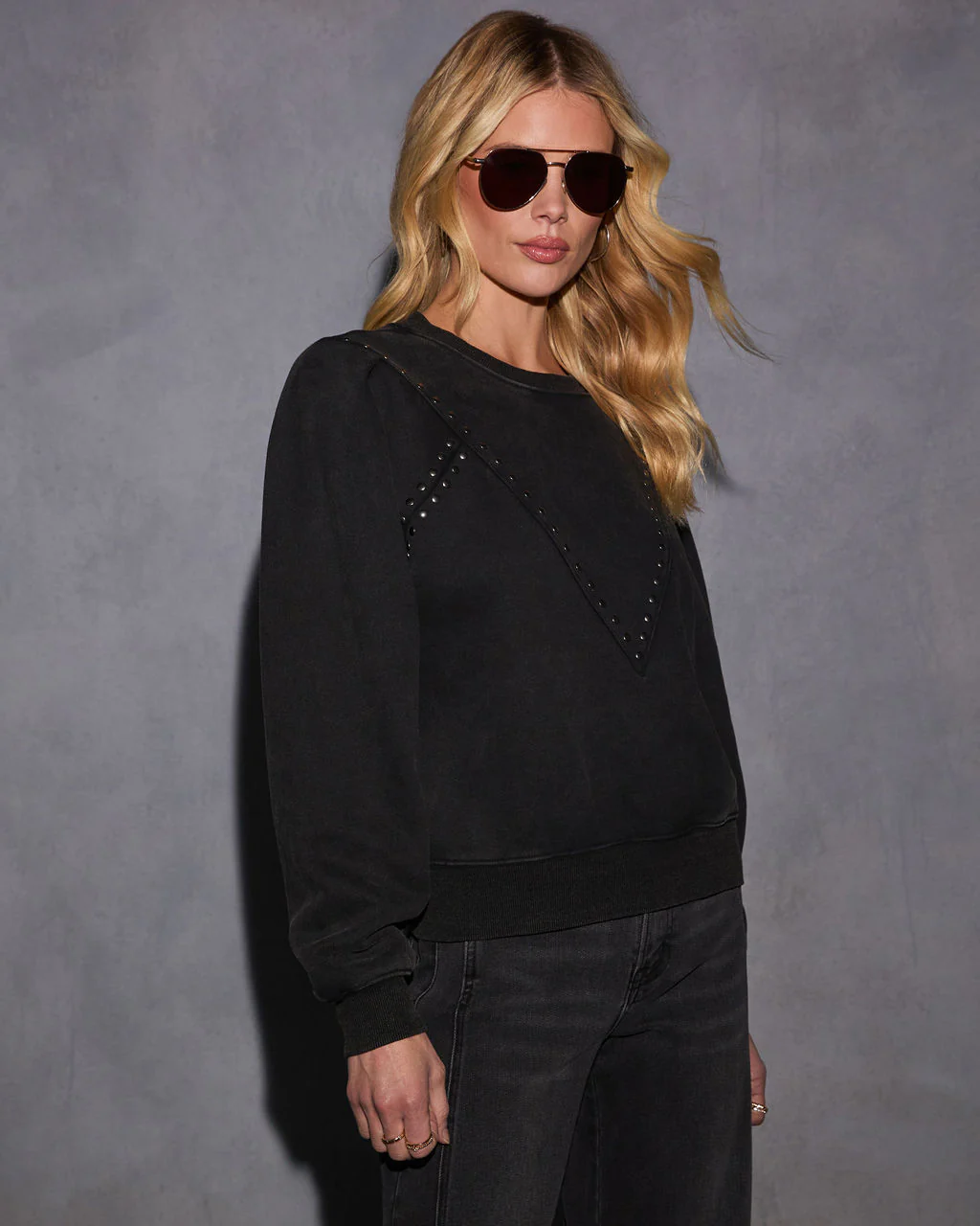 Huddy Studded Trim Sweatshirt