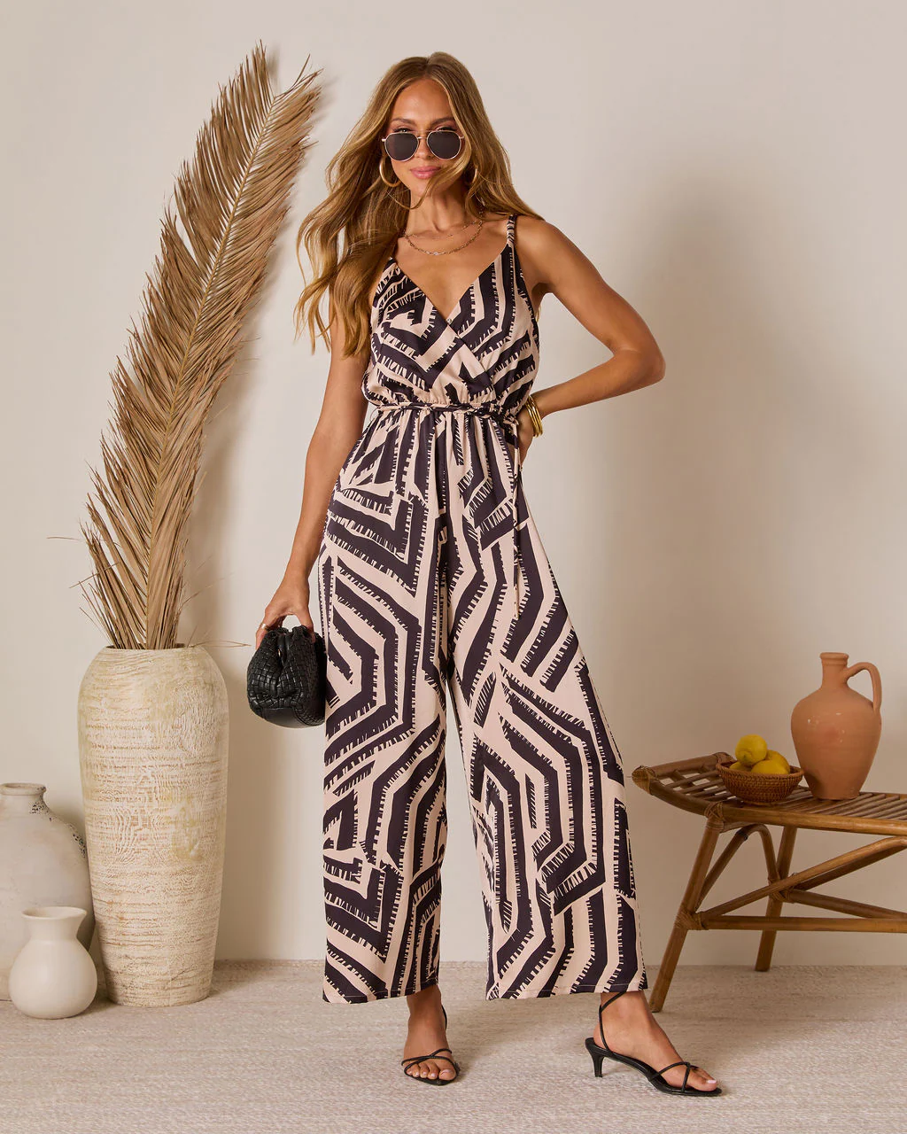 Cayenne Printed Waist Tie Jumpsuit