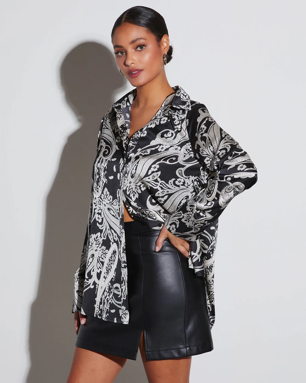 Cairo Printed Button Down Blouse