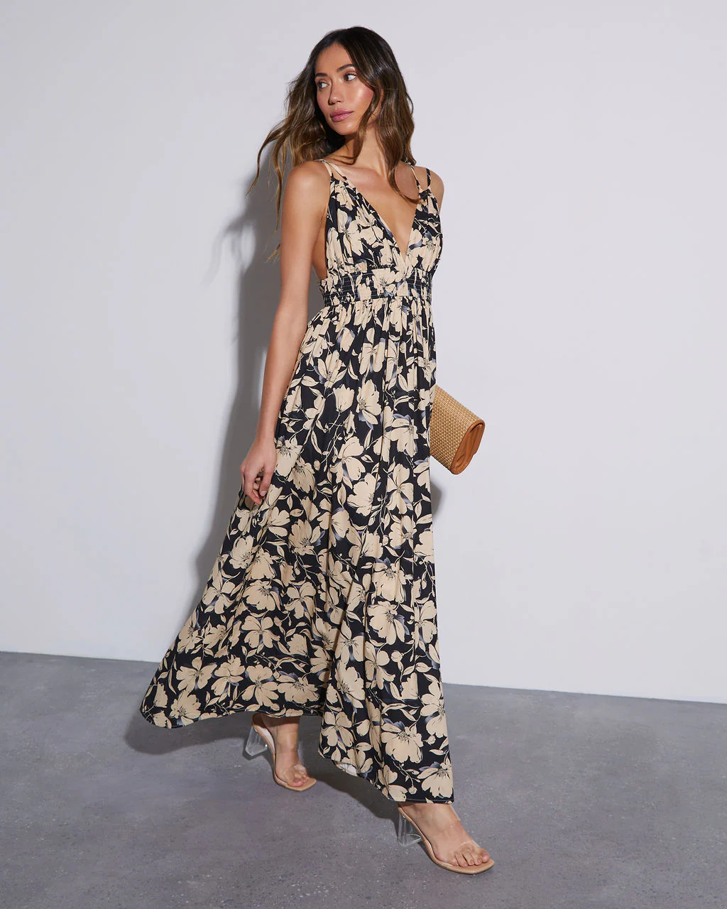 Ethereal Muse V-Neck Floral Maxi Dress