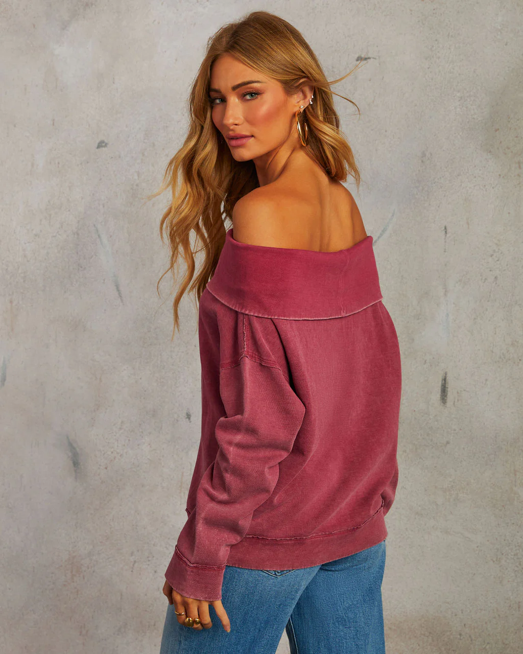 Coffee Run Off The Shoulder Sweater