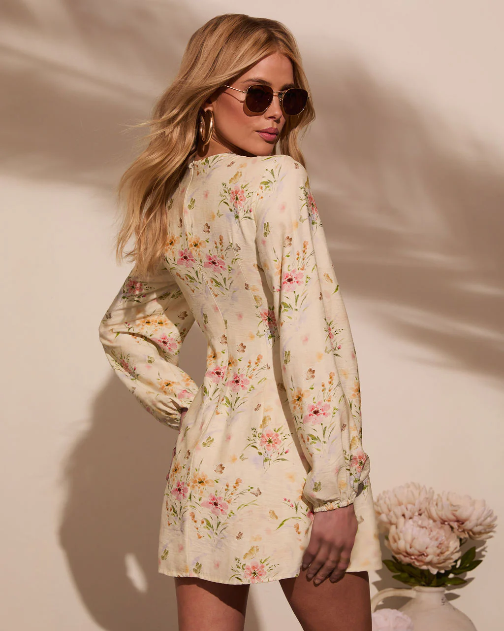 Flora Lane Linen Floral Mini Dress