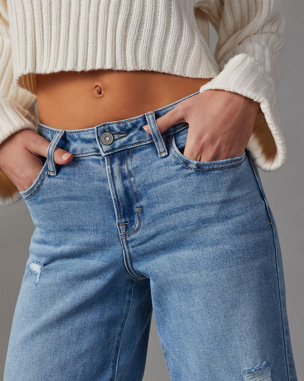 Caleb Super Stretch High Rise Wide Leg Jeans