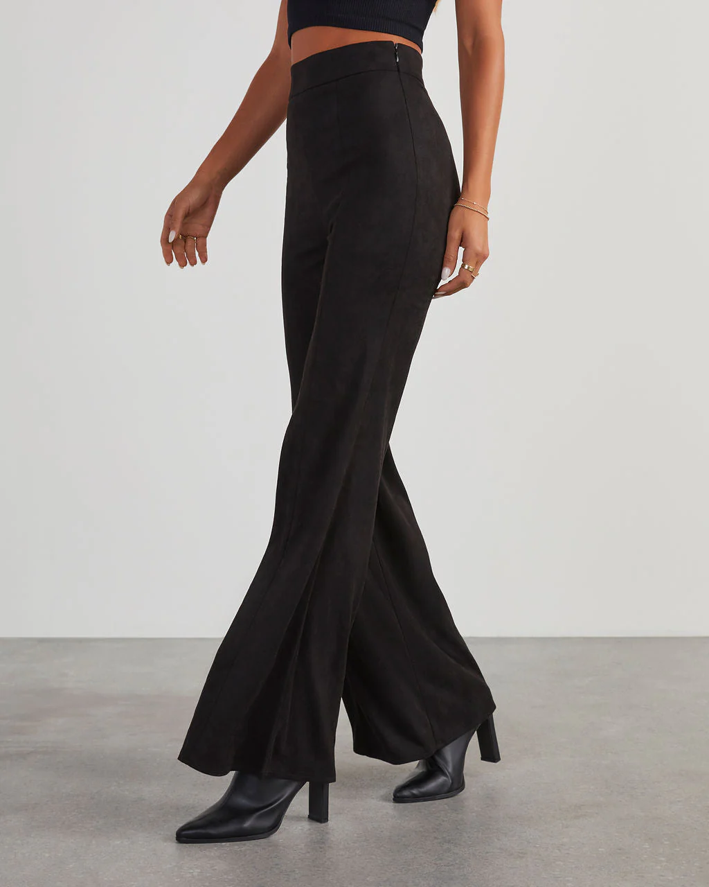Born With It Faux Suede Wide Leg Pants