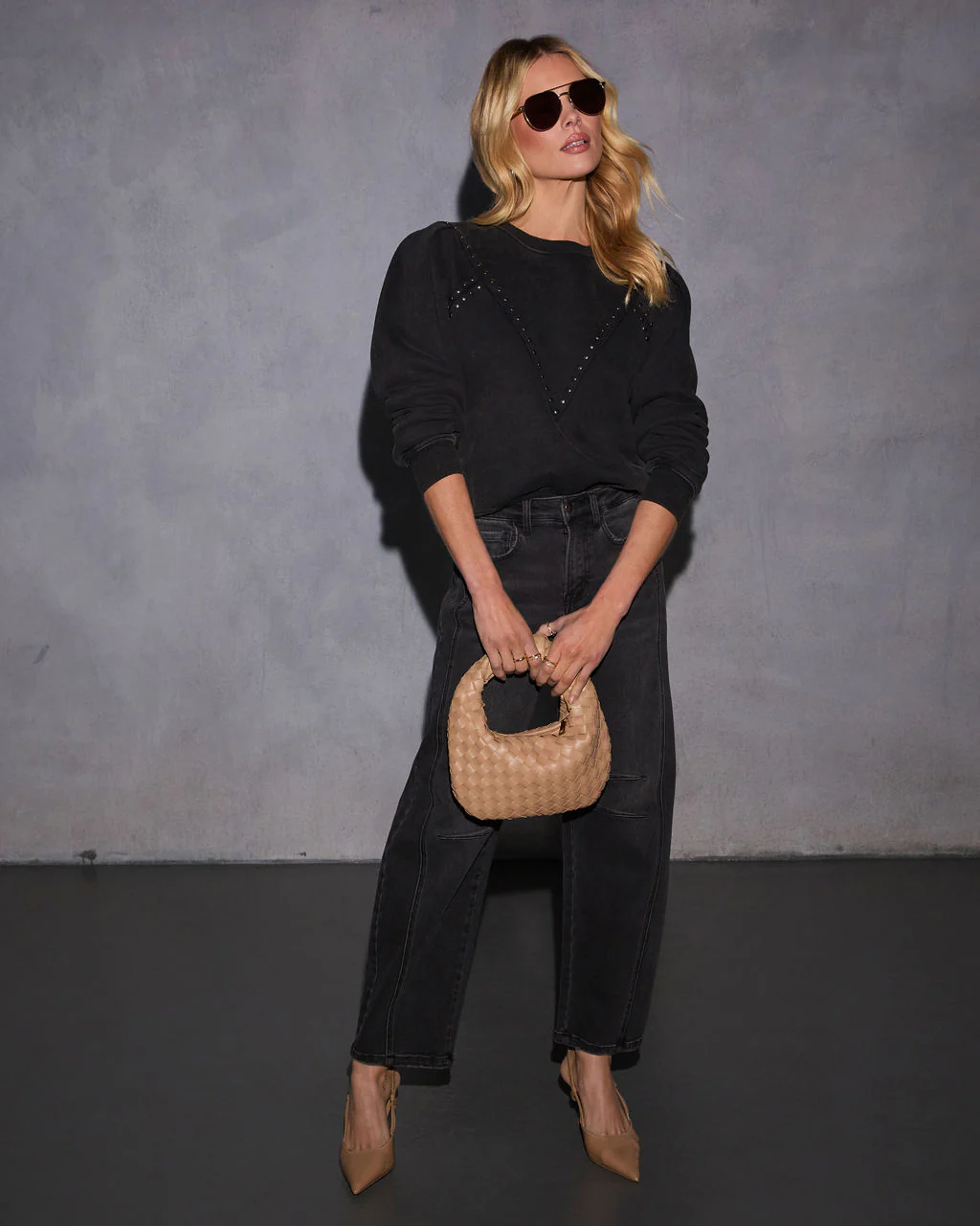 Huddy Studded Trim Sweatshirt