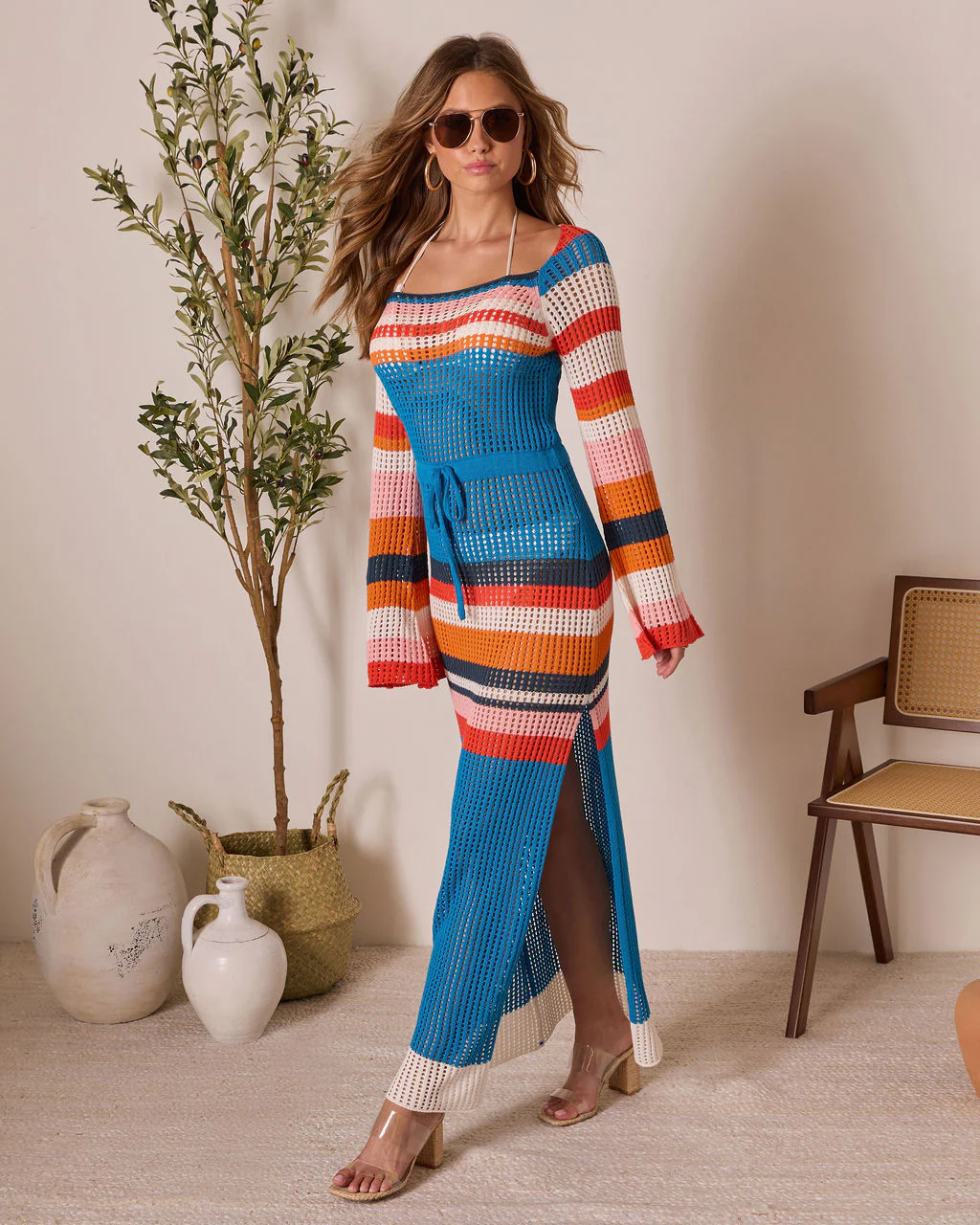 By The Sea Crochet Maxi Cover Up Dress
