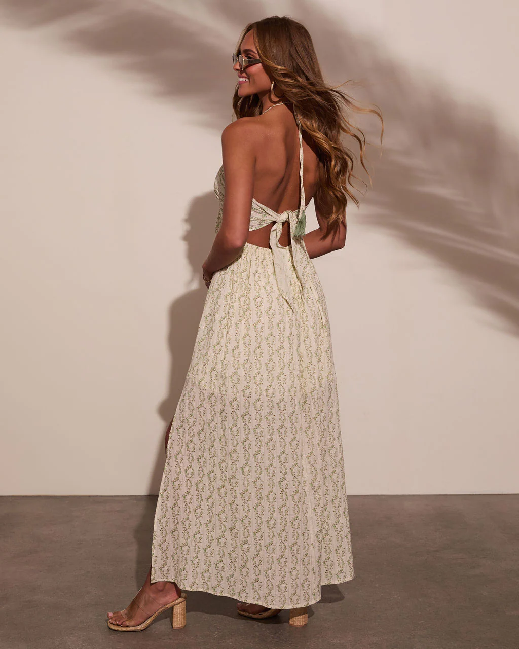 Honolulu Halter Tropical Print Maxi Dress