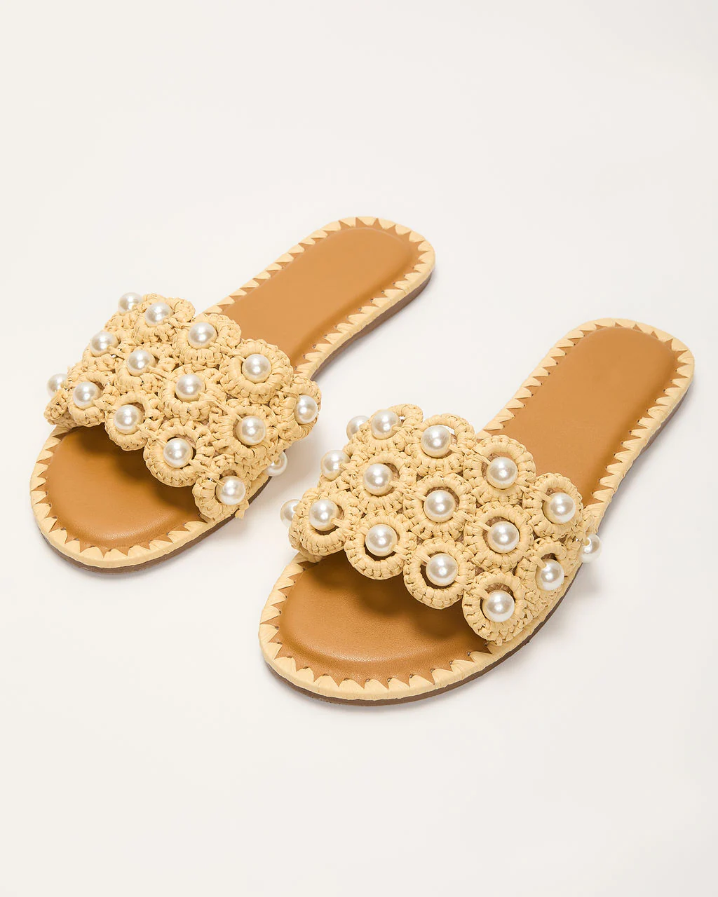 Golden Coastline Crochet Pearl Sandals