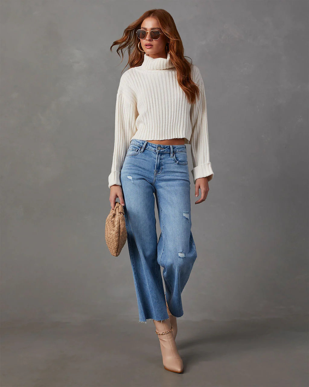 Caleb Super Stretch High Rise Wide Leg Jeans