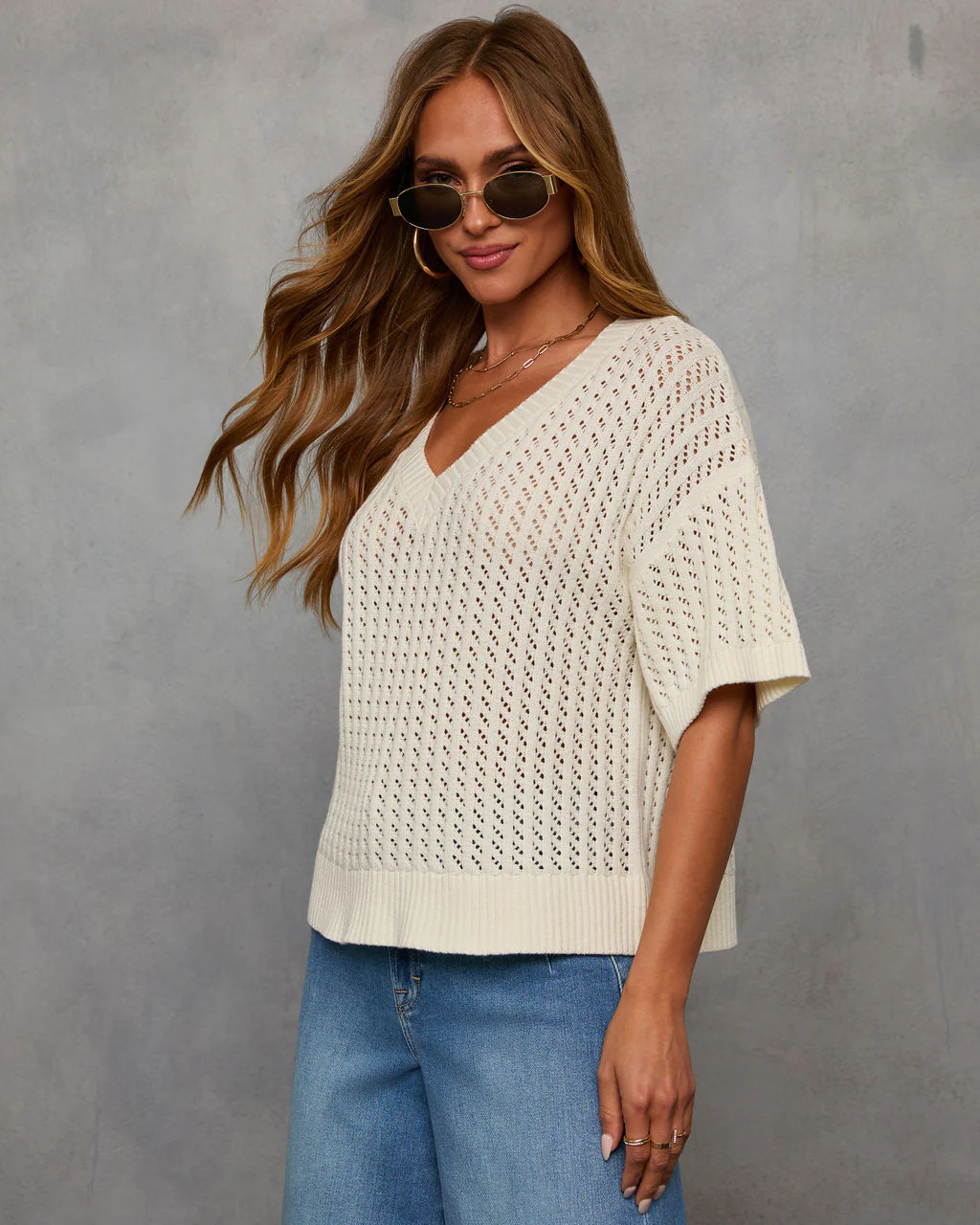 Catch Me At The Sandbar Knit Cotton Blend Top
